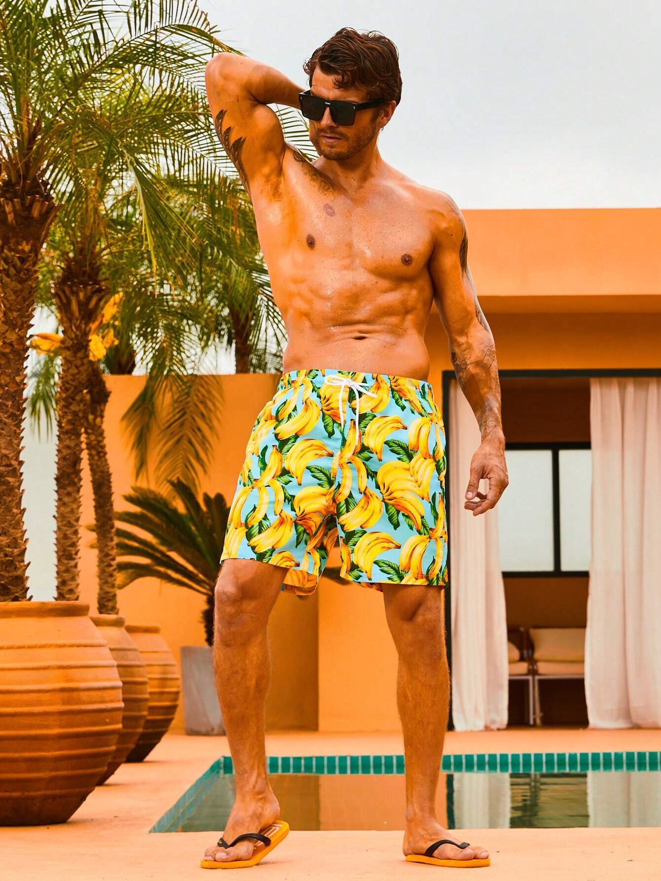 Banana Printed Swim Trunks-Waves And Trunks