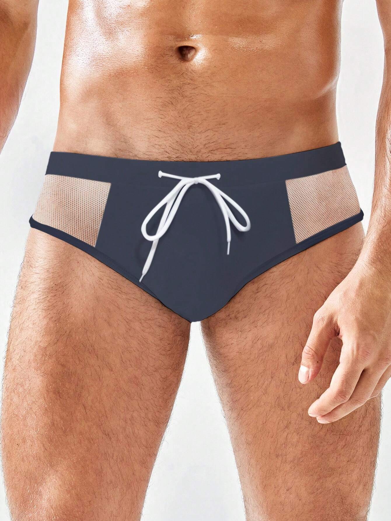 Insert Drawstring Waist Swim Brief-Waves And Trunks