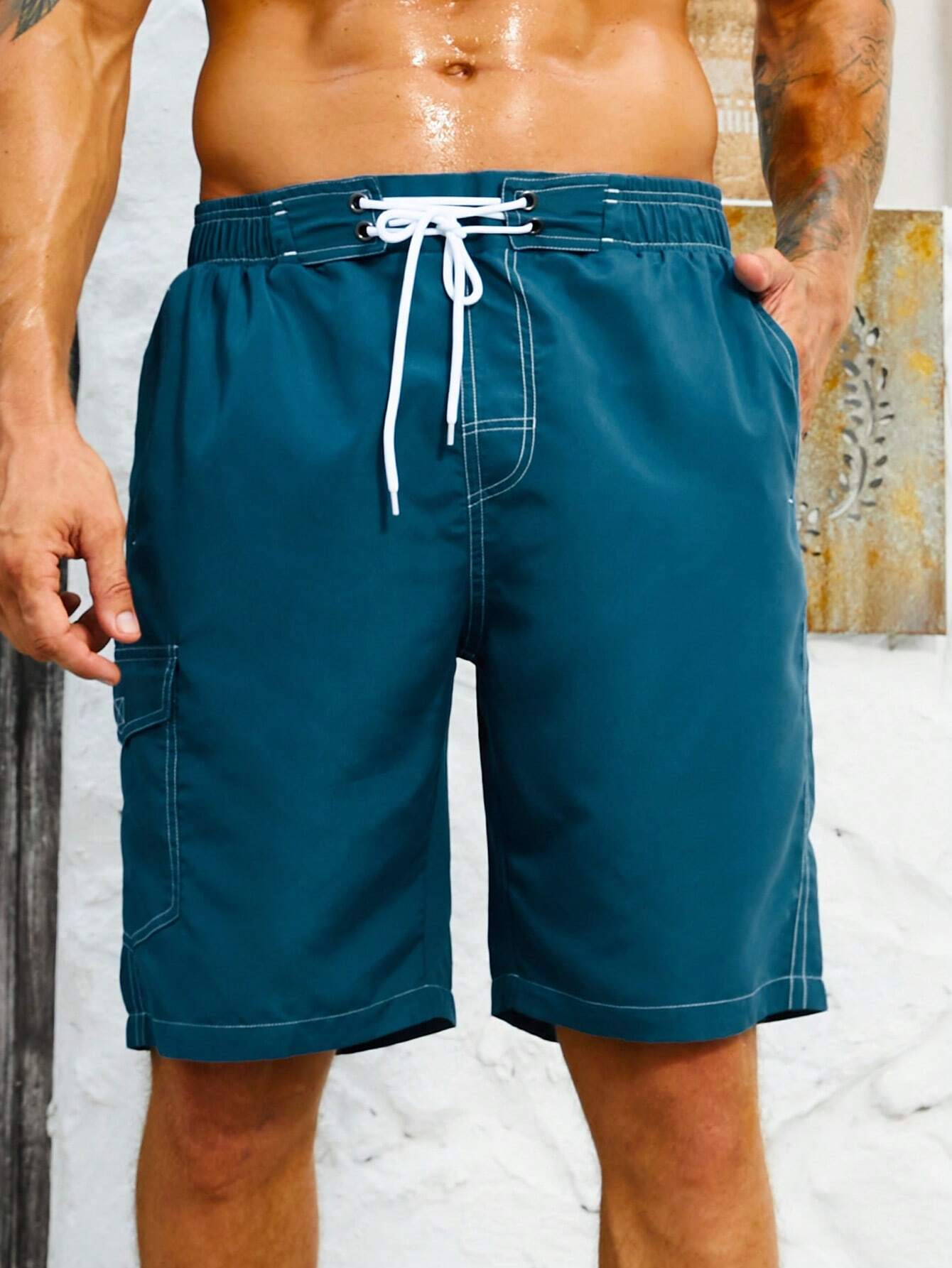 Flap Pocket Swim Trunks-Waves And Trunks