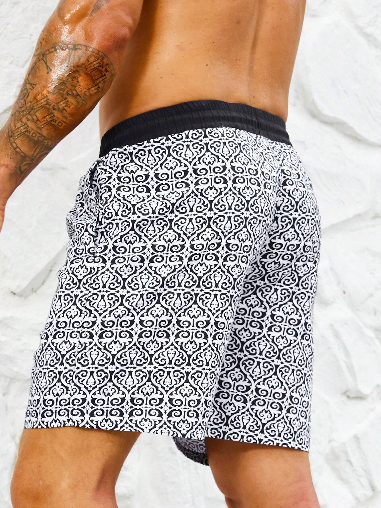 Non Stretch Tropical Print Drawstring Bottoms-Waves And Trunks