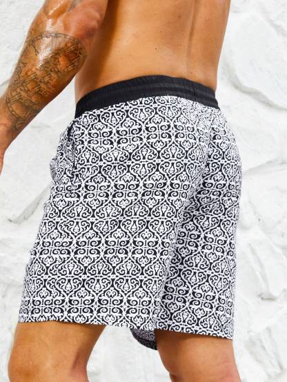 Non Stretch Tropical Print Drawstring Bottoms-Waves And Trunks