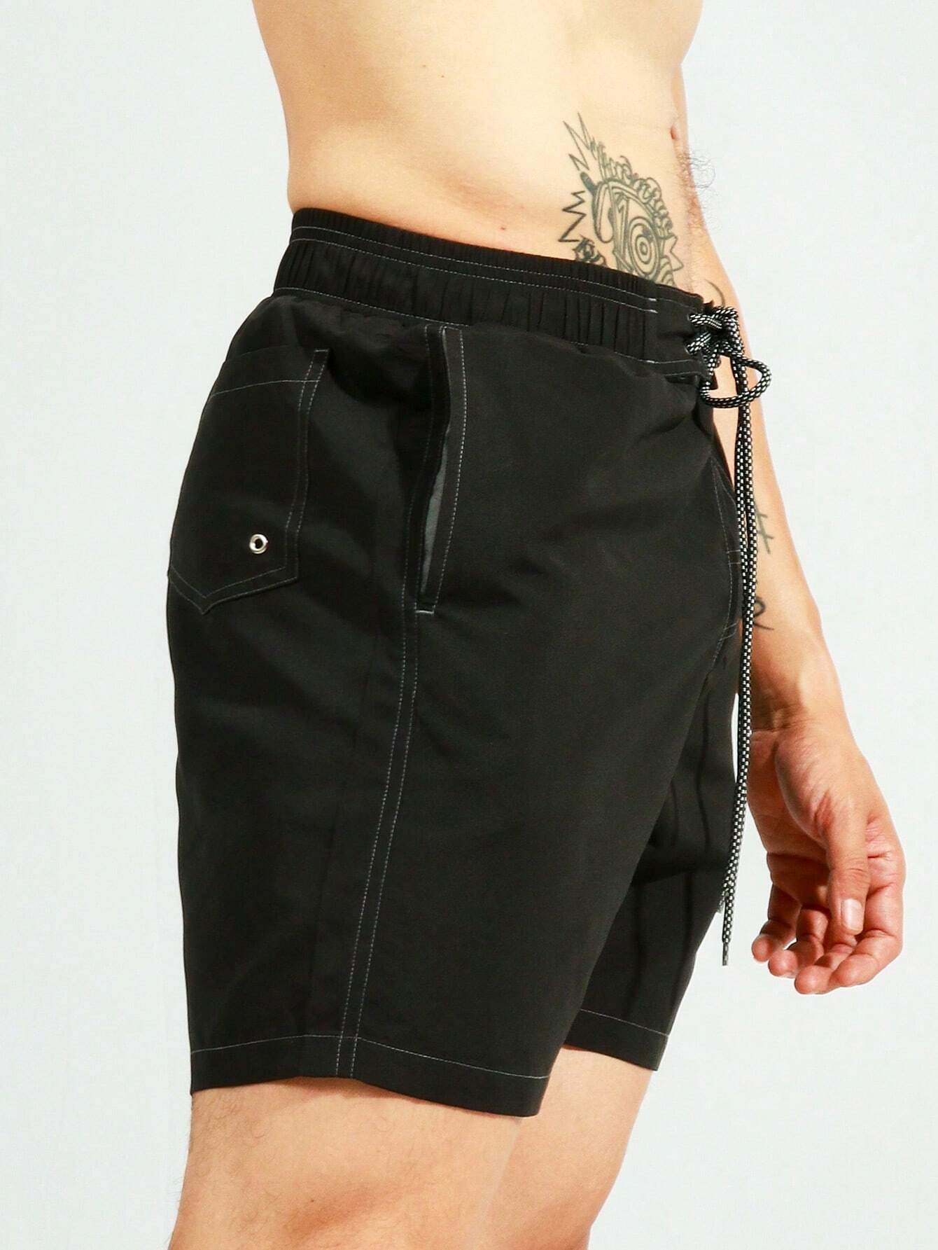 Top Stitching Swim Trunks-Waves And Trunks