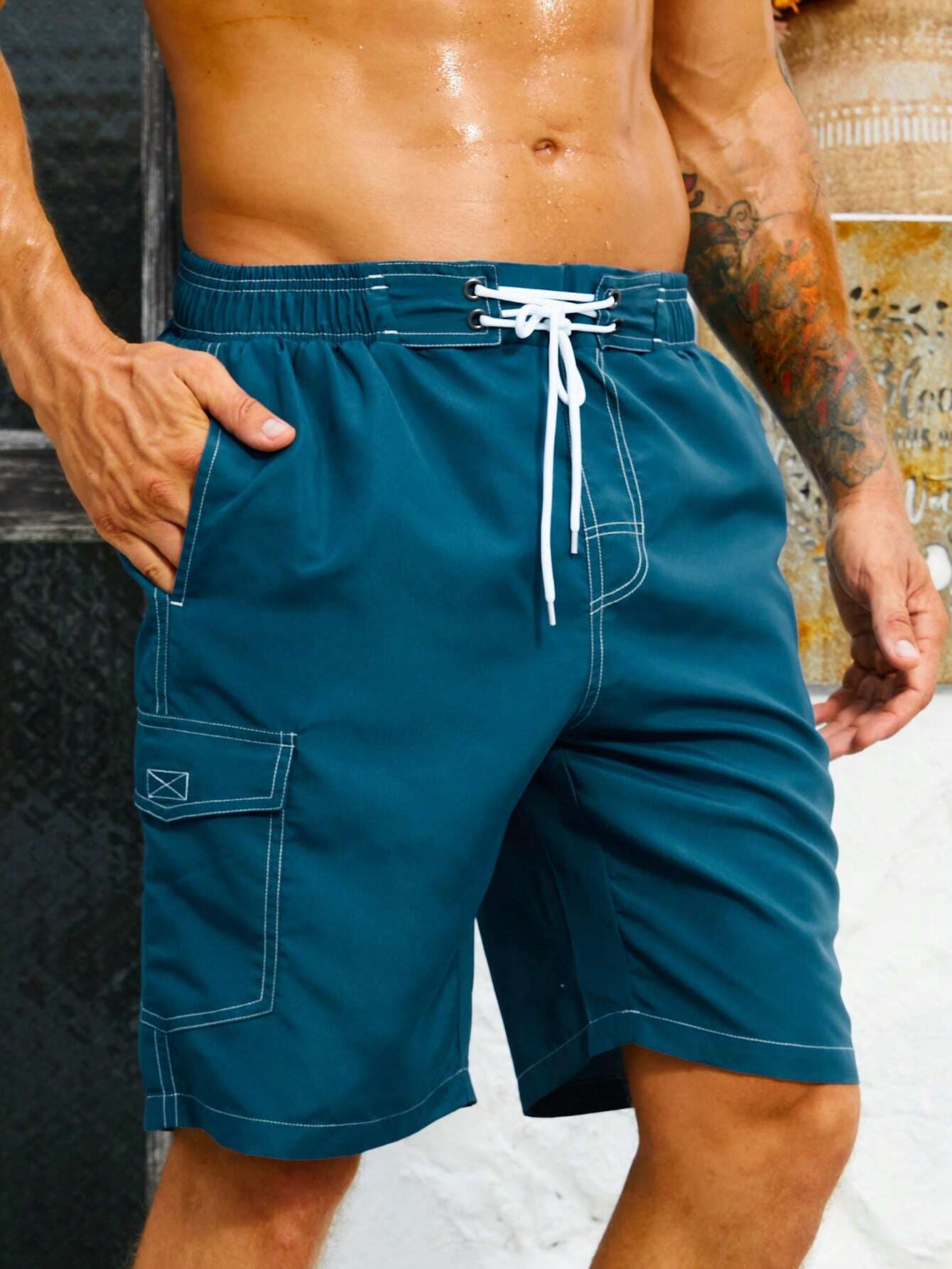 Flap Pocket Swim Trunks-Waves And Trunks