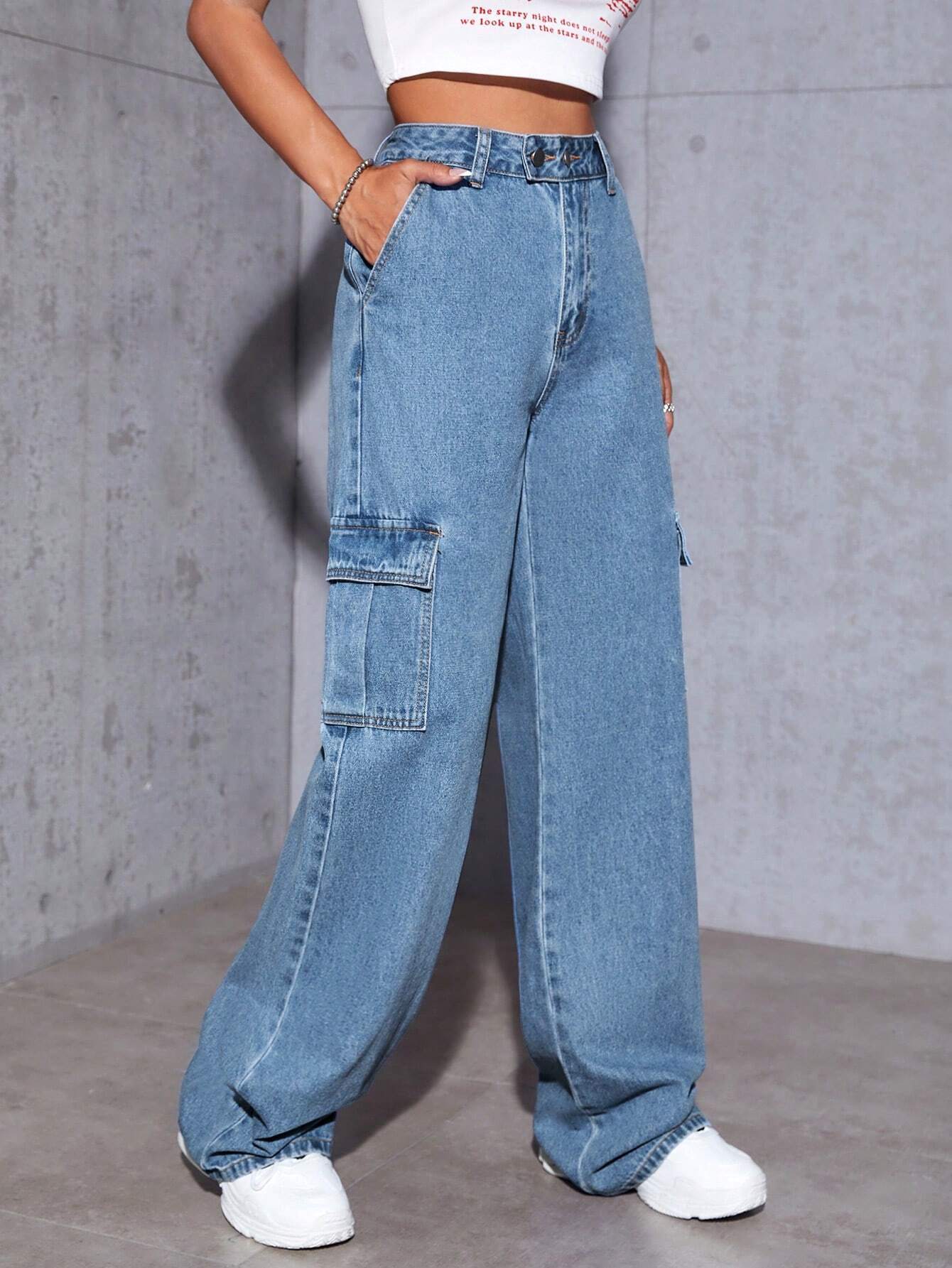 High Rise Cargo Pants-Waves And Trunks