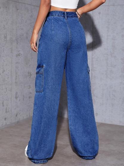 High Rise Cargo Pants-Waves And Trunks