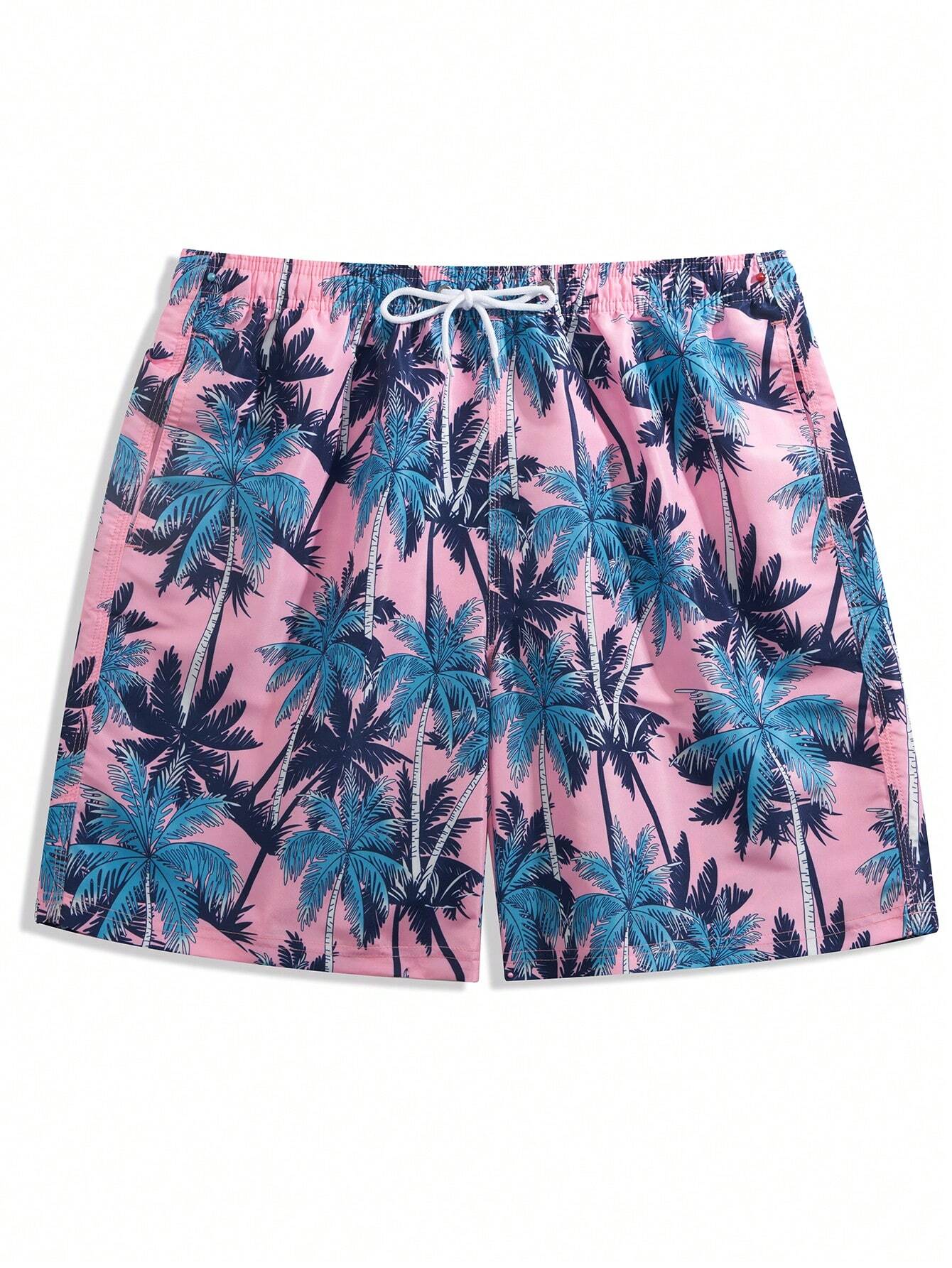 All Over Print Drawstring Waist Swim Trunks-Waves And Trunks
