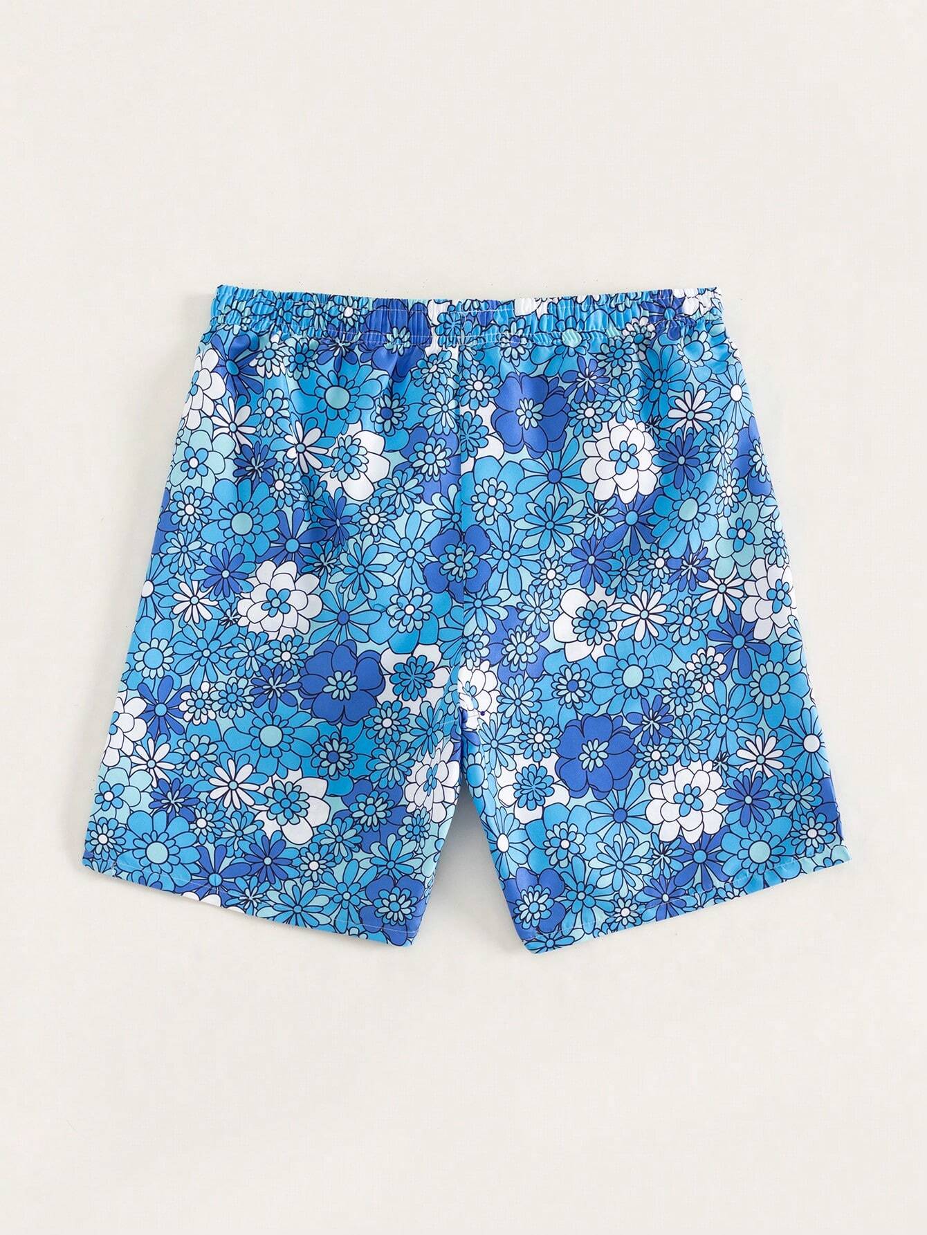 Floral Printed Non Stretch Swim Trunks-Waves And Trunks