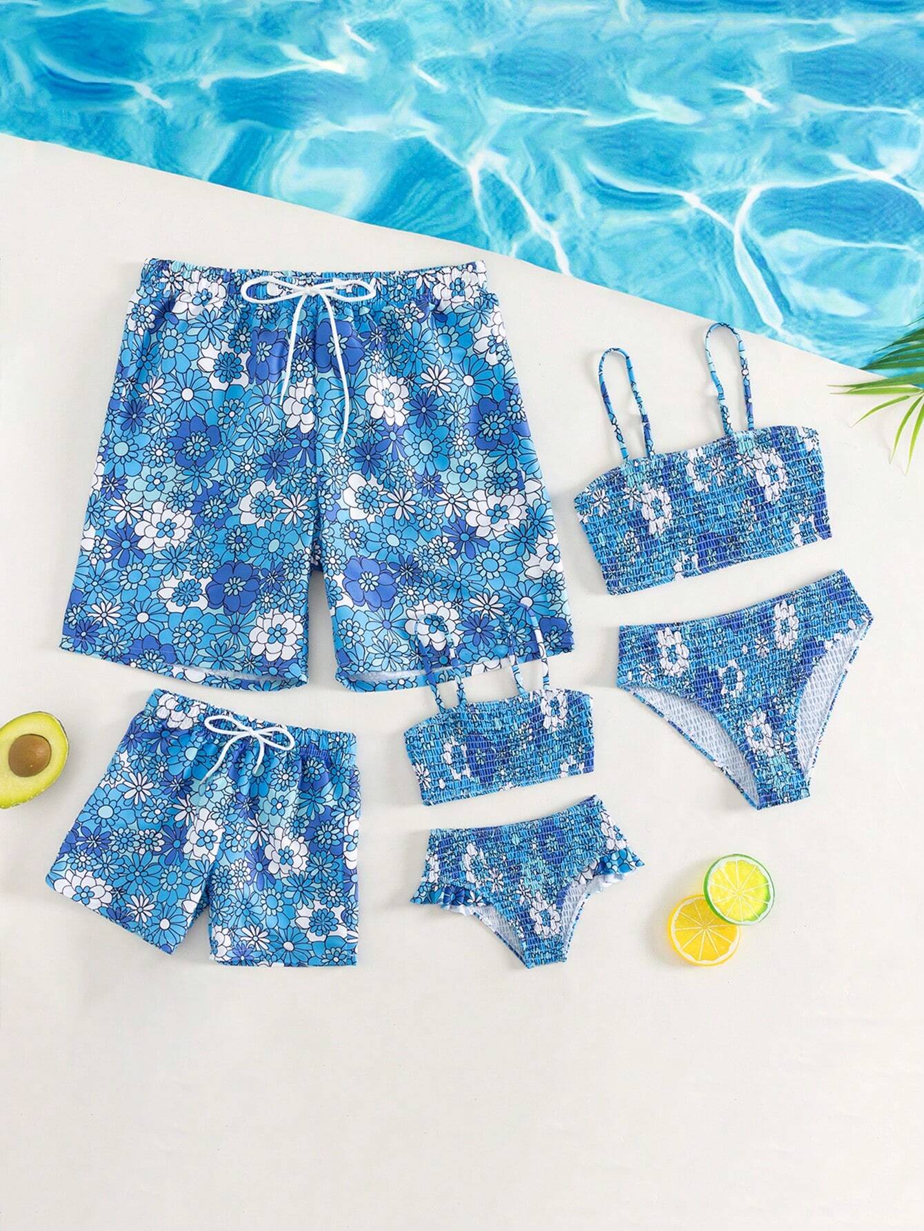 Floral Printed Non Stretch Swim Trunks-Waves And Trunks
