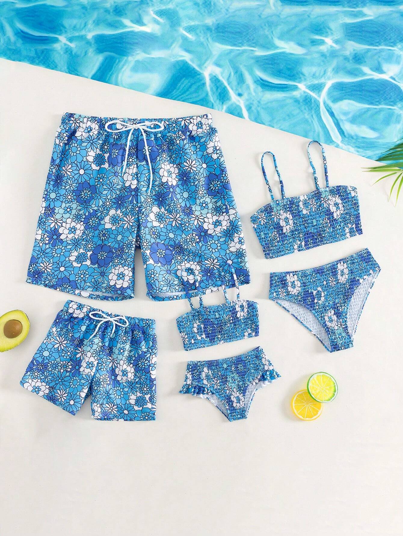 Floral Printed Non Stretch Swim Trunks-Waves And Trunks