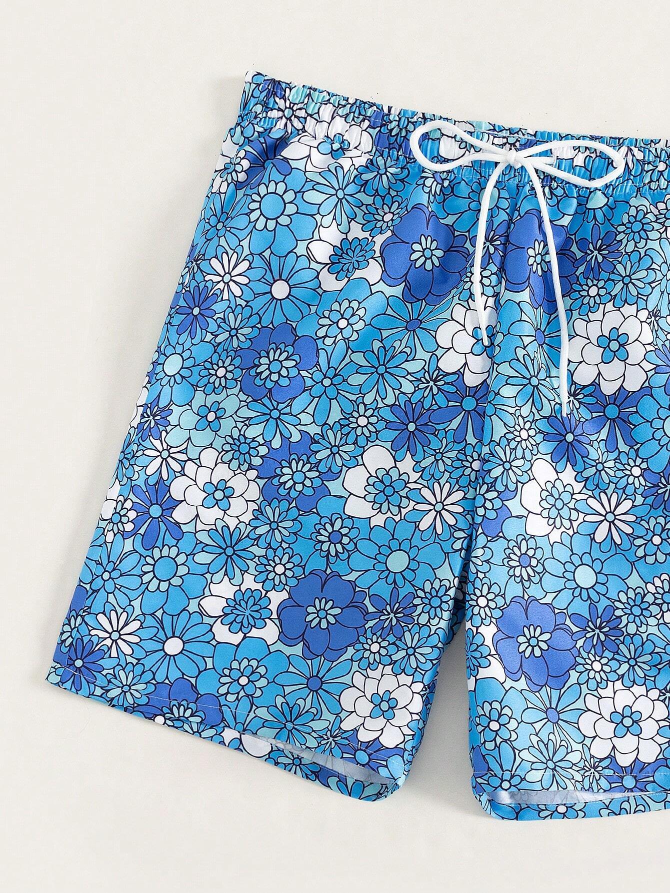 Floral Printed Non Stretch Swim Trunks-Waves And Trunks