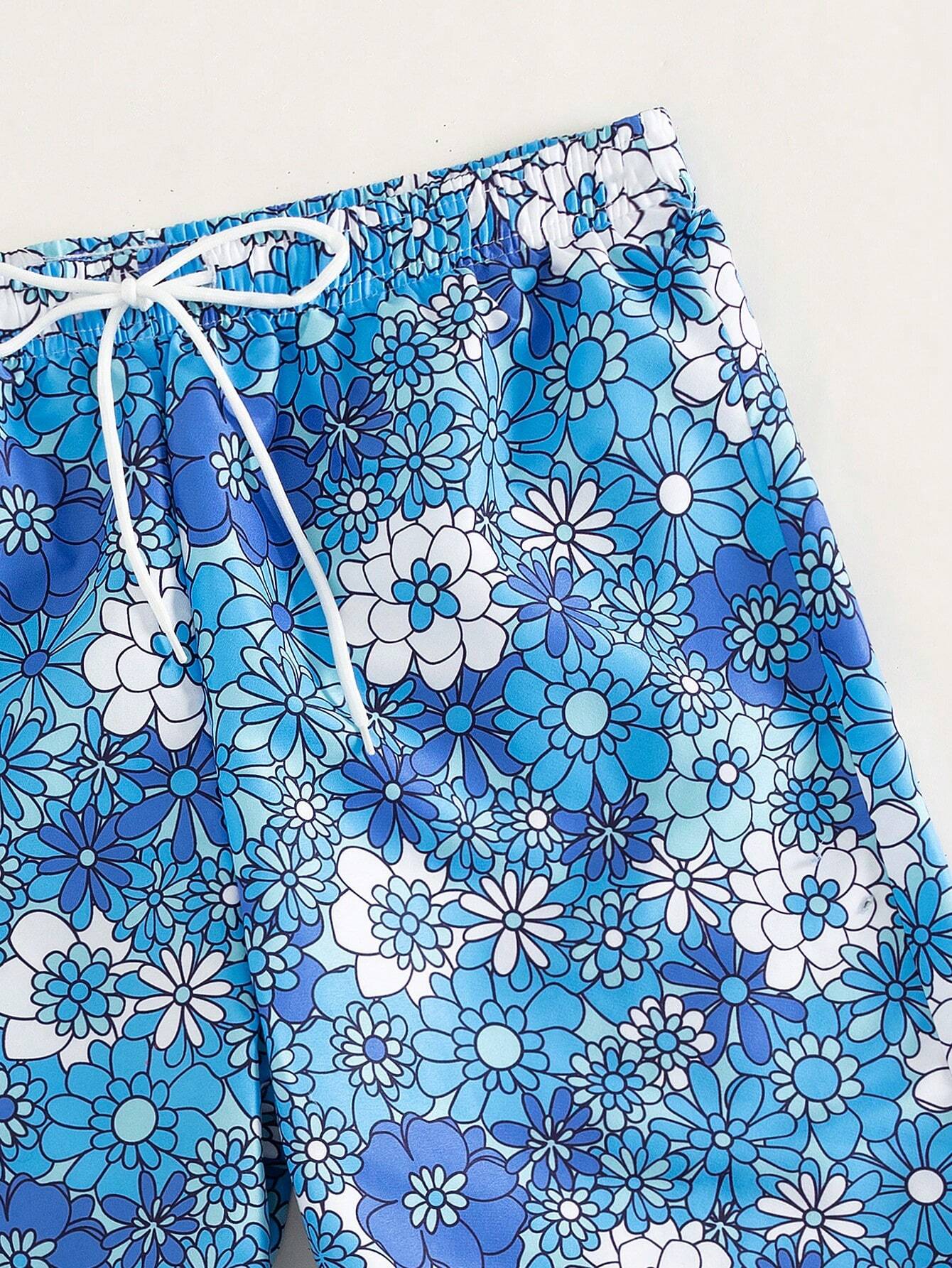 Floral Printed Non Stretch Swim Trunks-Waves And Trunks