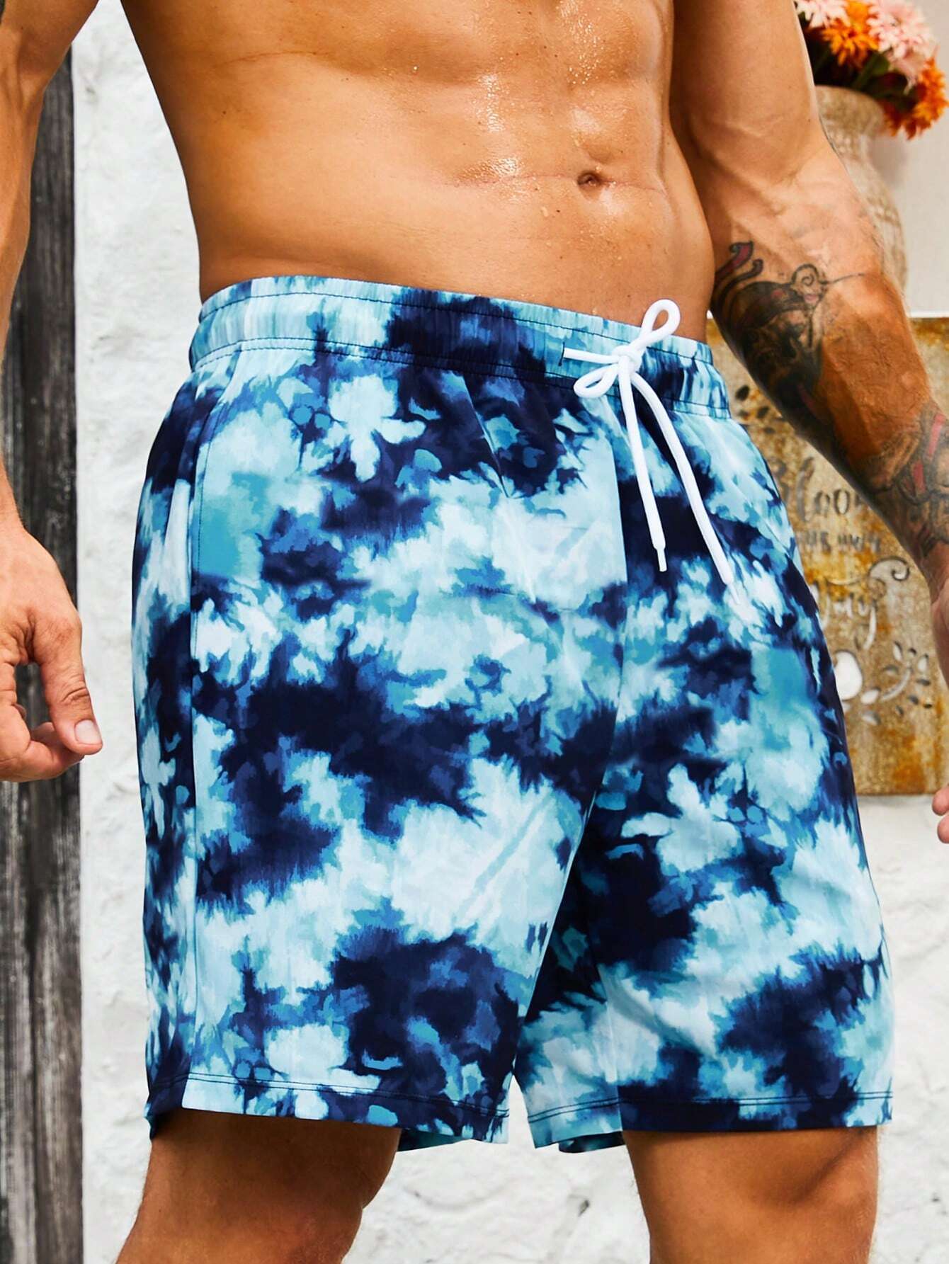 Drawstring Pocket Swim Trunks-Waves And Trunks