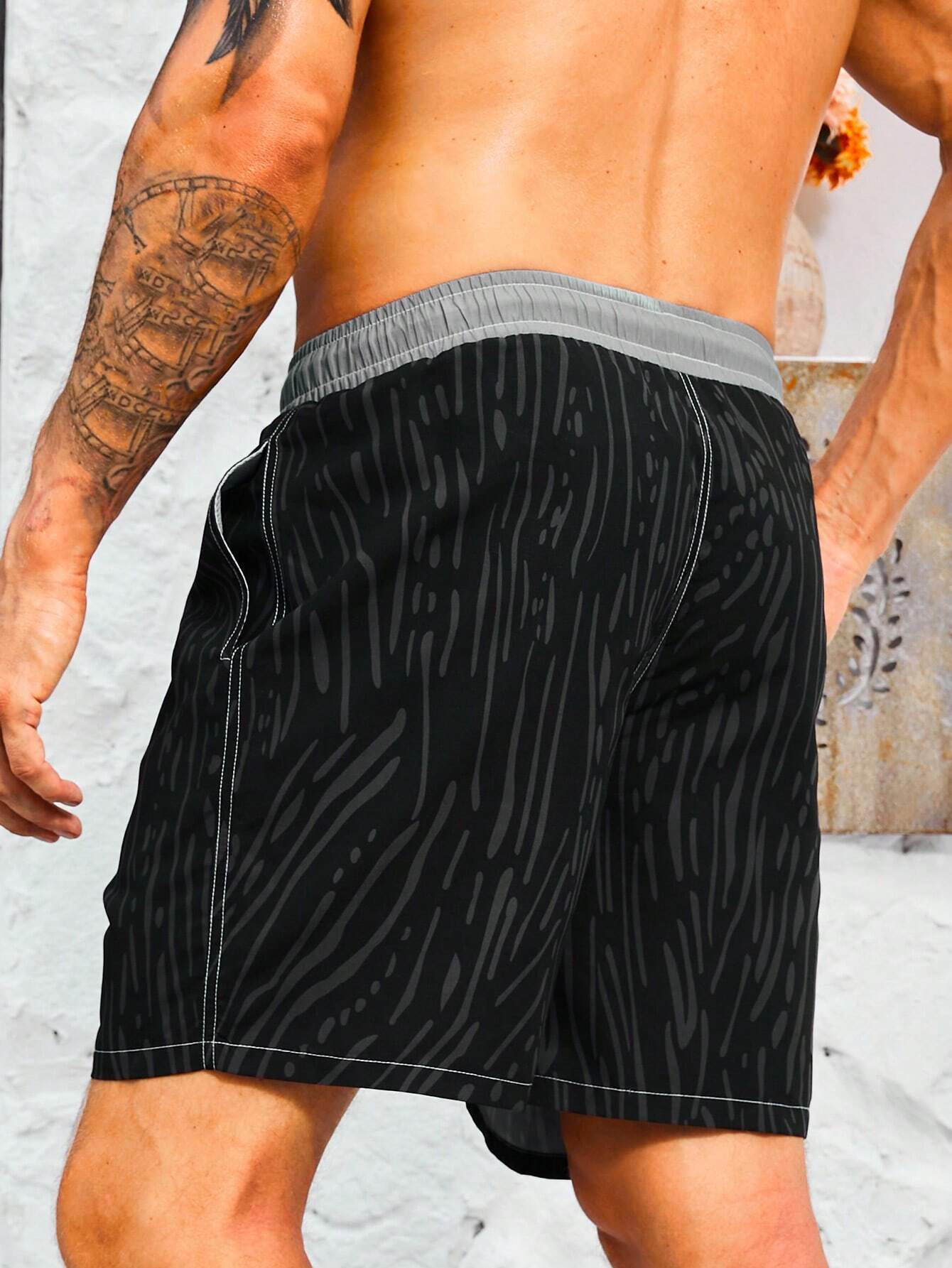 Striped Drawstring Waist Shorts-Waves And Trunks