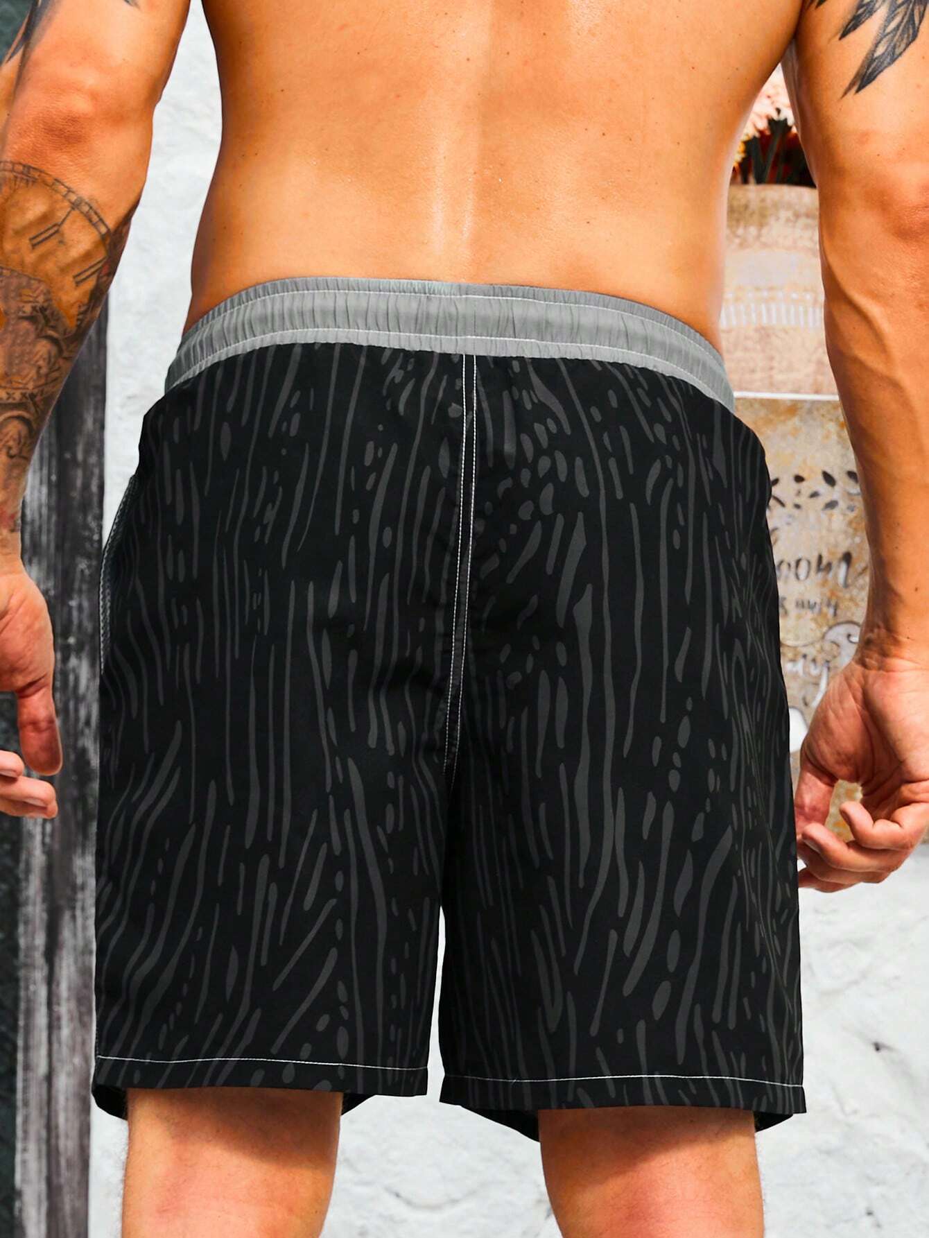 Striped Drawstring Waist Shorts-Waves And Trunks