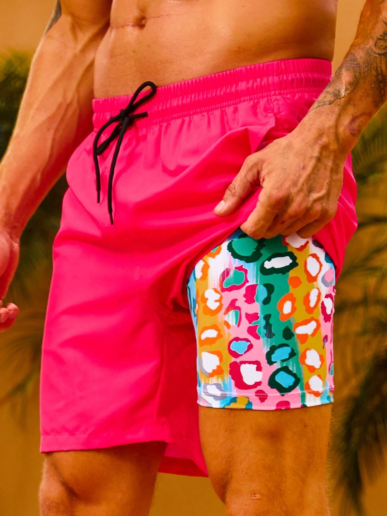 2 In 1 Waist Swim Trunks-Waves And Trunks