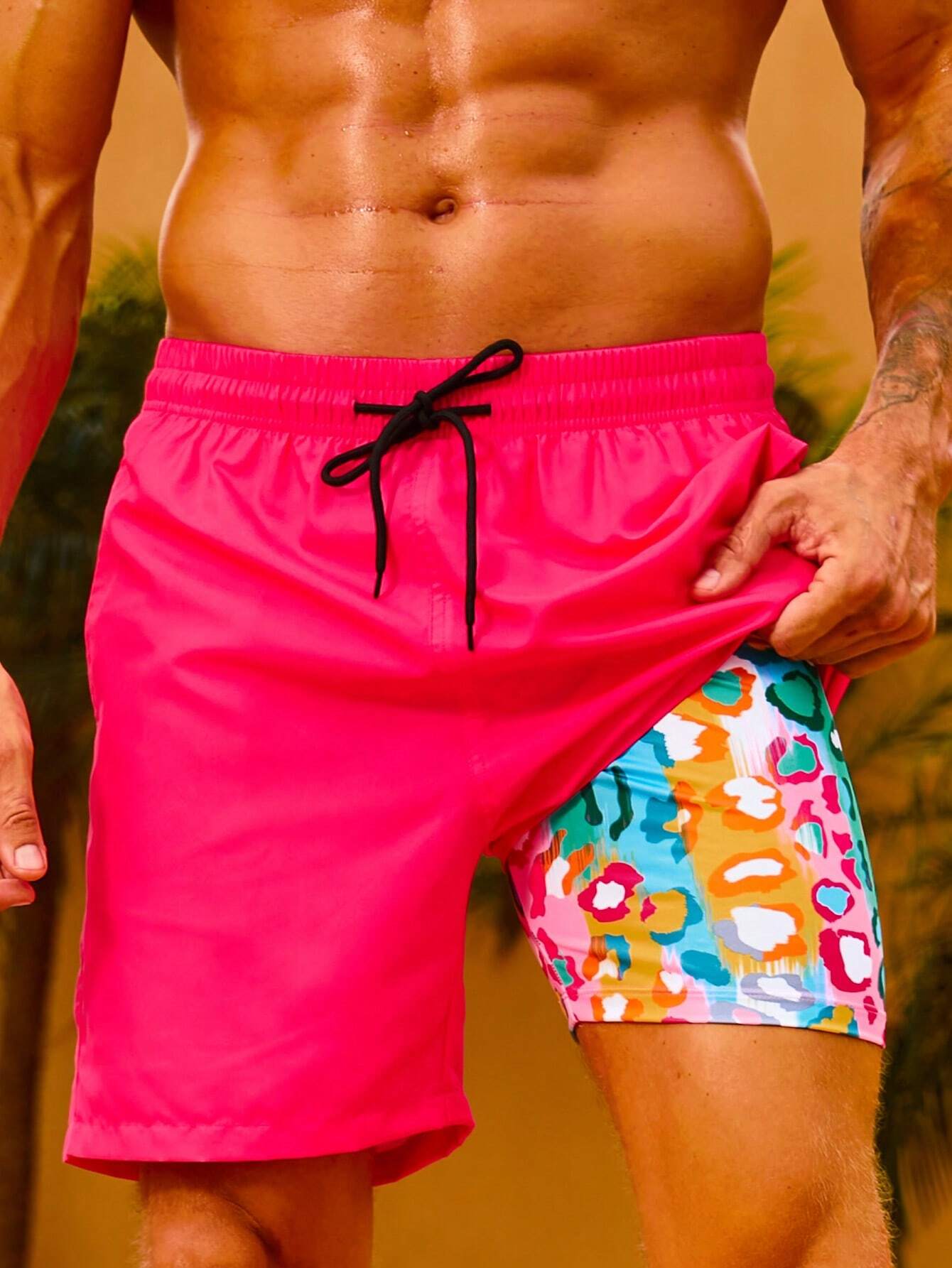 2 In 1 Waist Swim Trunks-Waves And Trunks