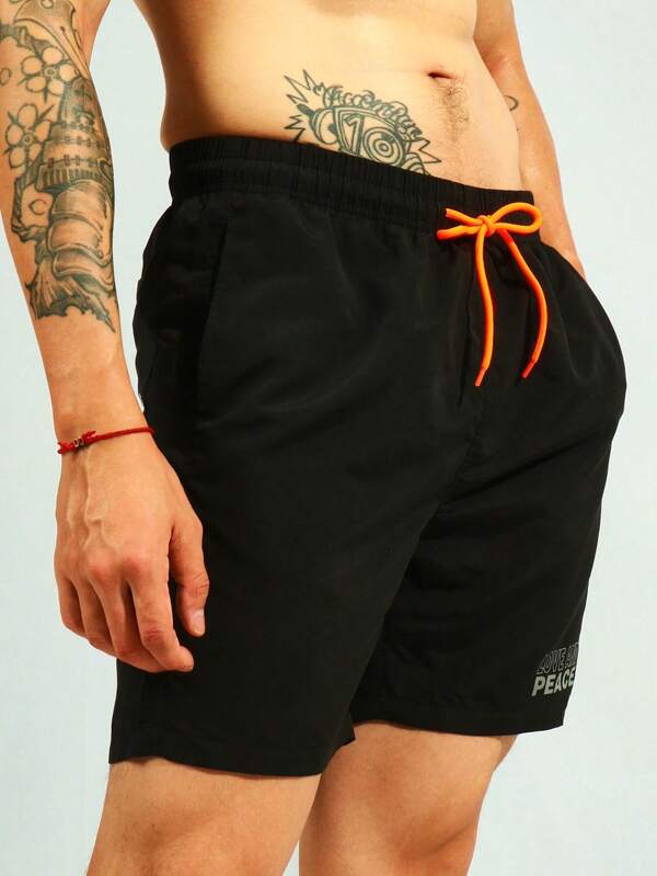 2 In 1 Drawstring Waist Swim Trunks-Waves And Trunks
