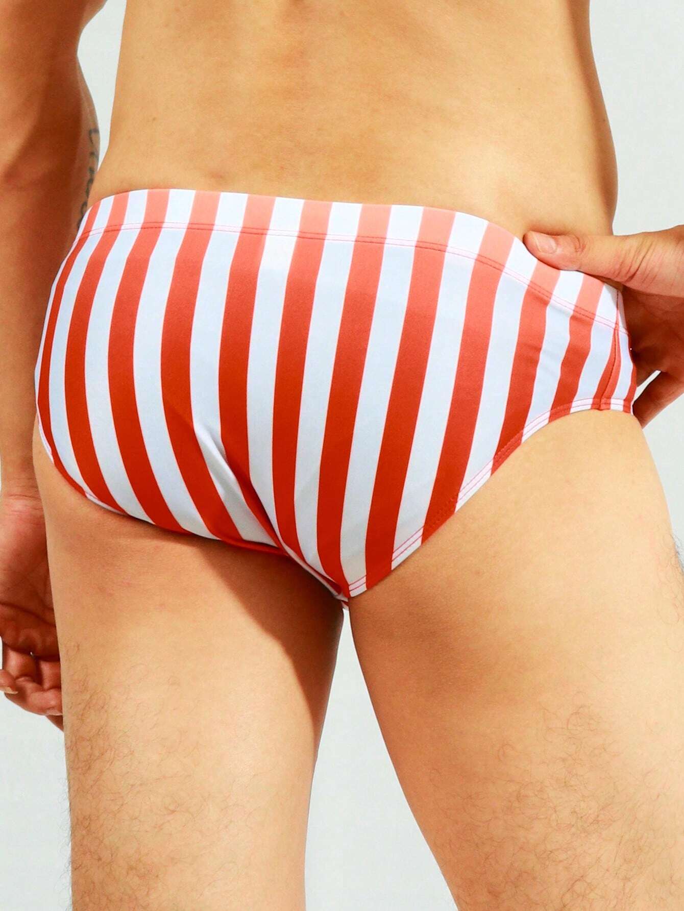Striped Print Swim Brief-Waves And Trunks