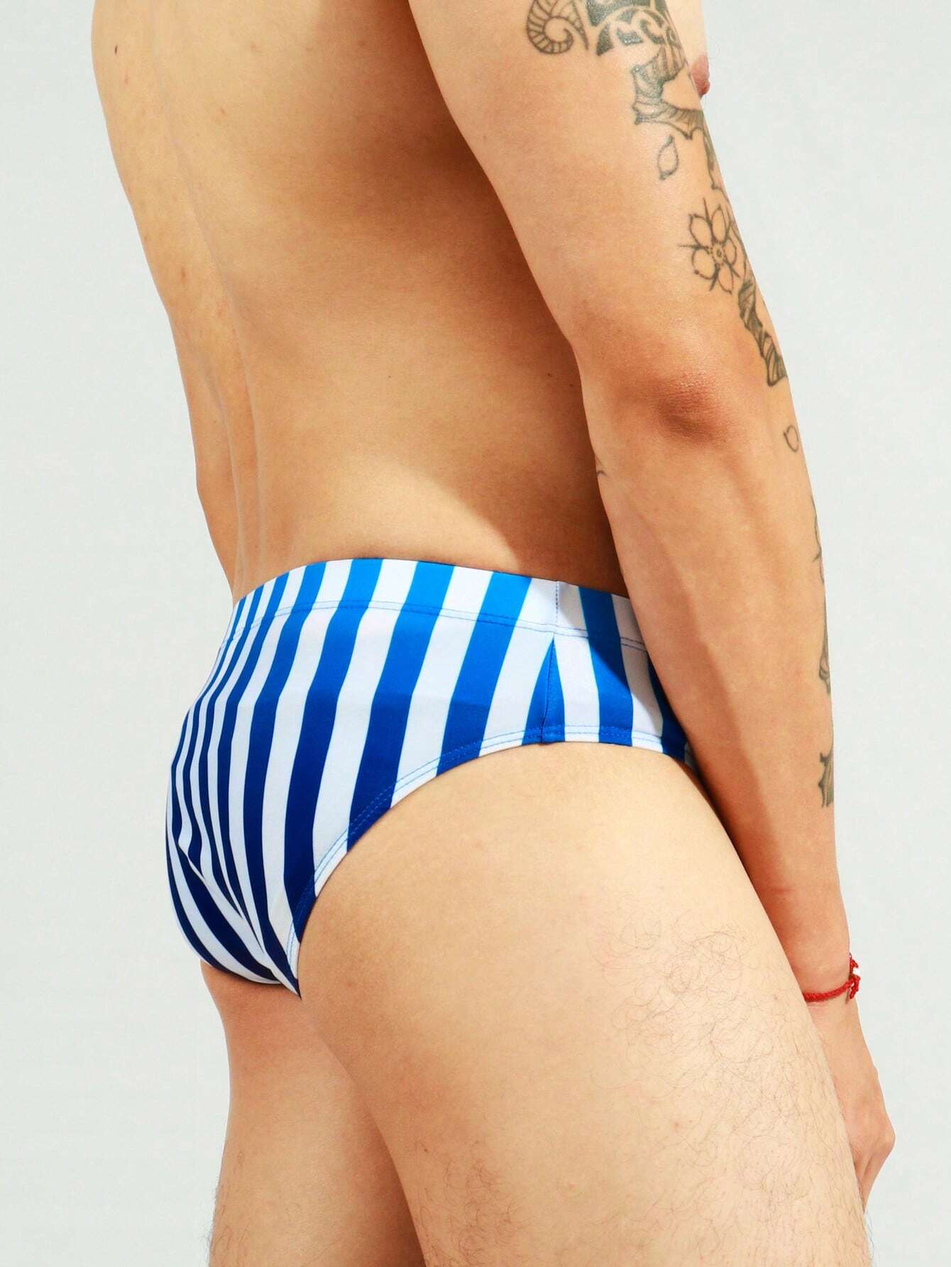 Striped Print Swim Brief-Waves And Trunks