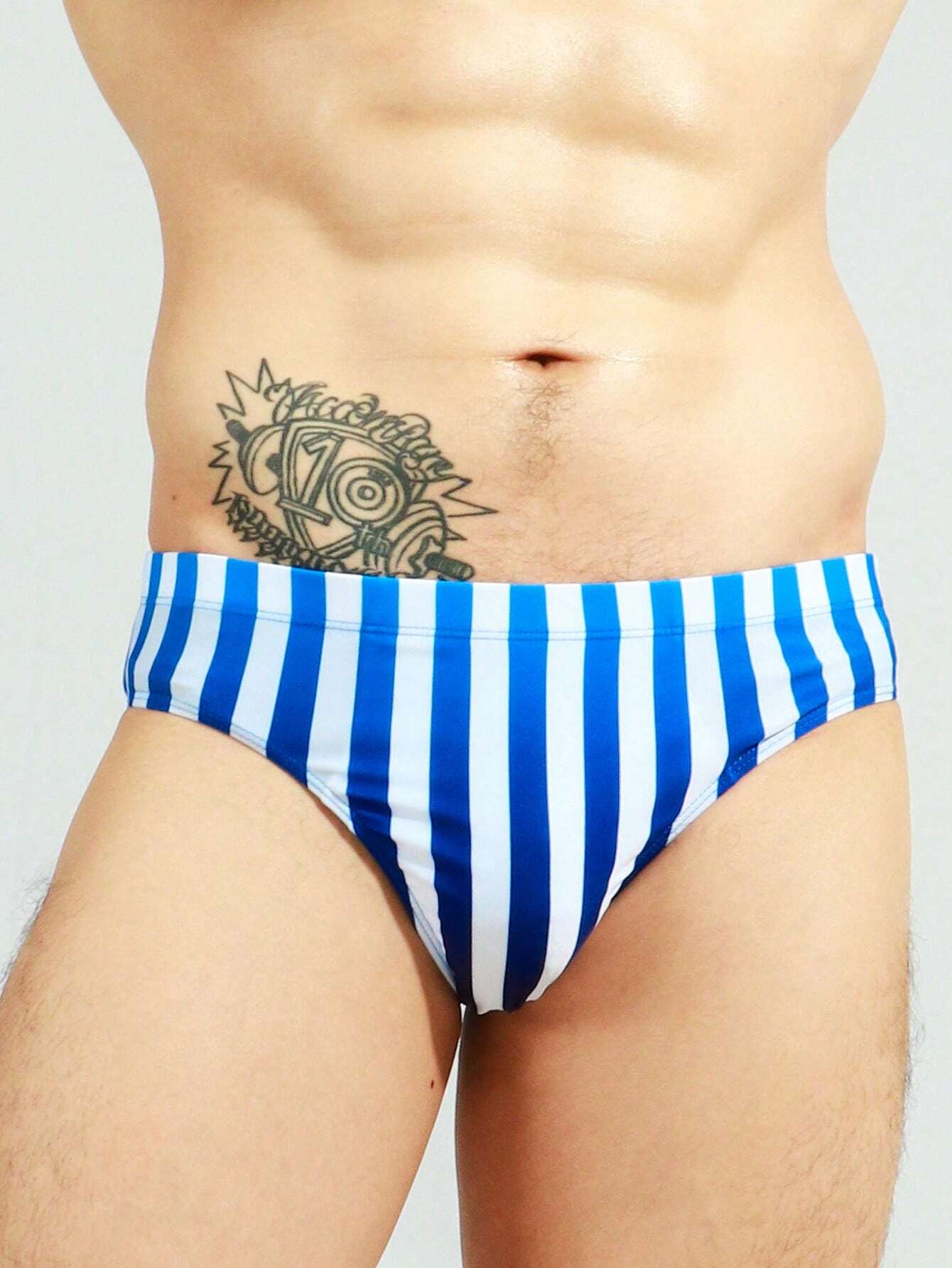 Striped Print Swim Brief-Waves And Trunks