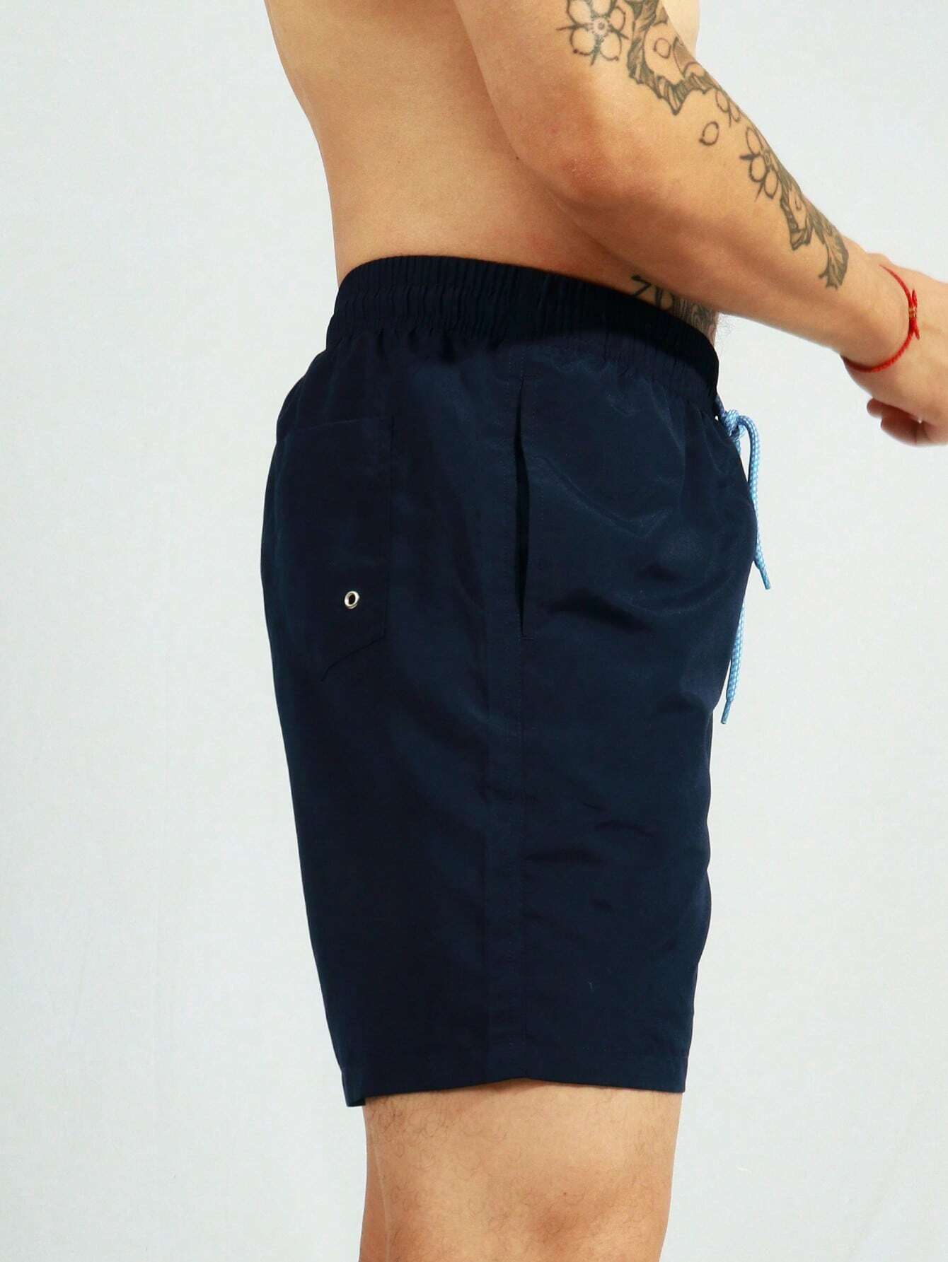 2 In 1 Drawstring Waist Swim Trunks-Waves And Trunks