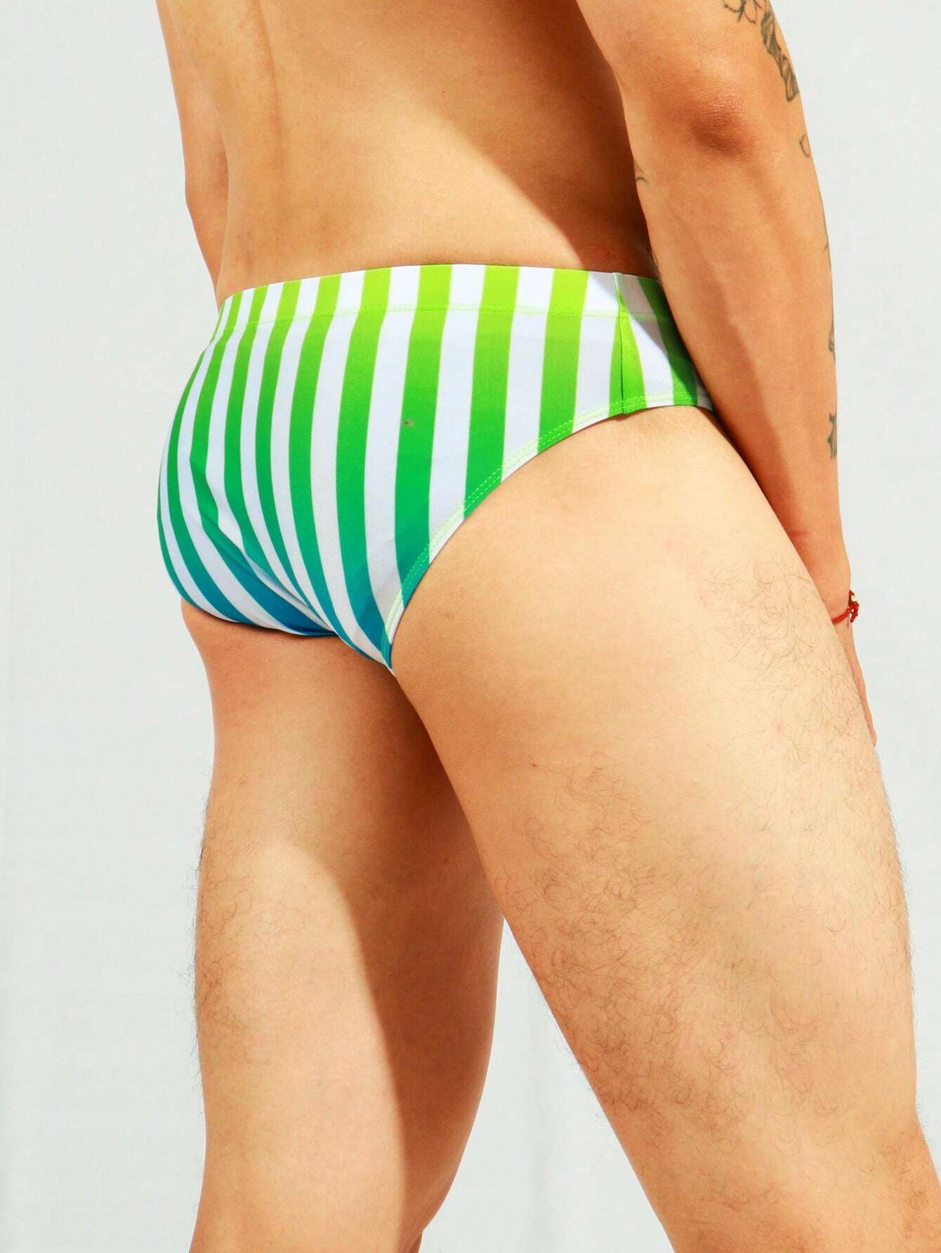 Striped Print Swim Brief-Waves And Trunks
