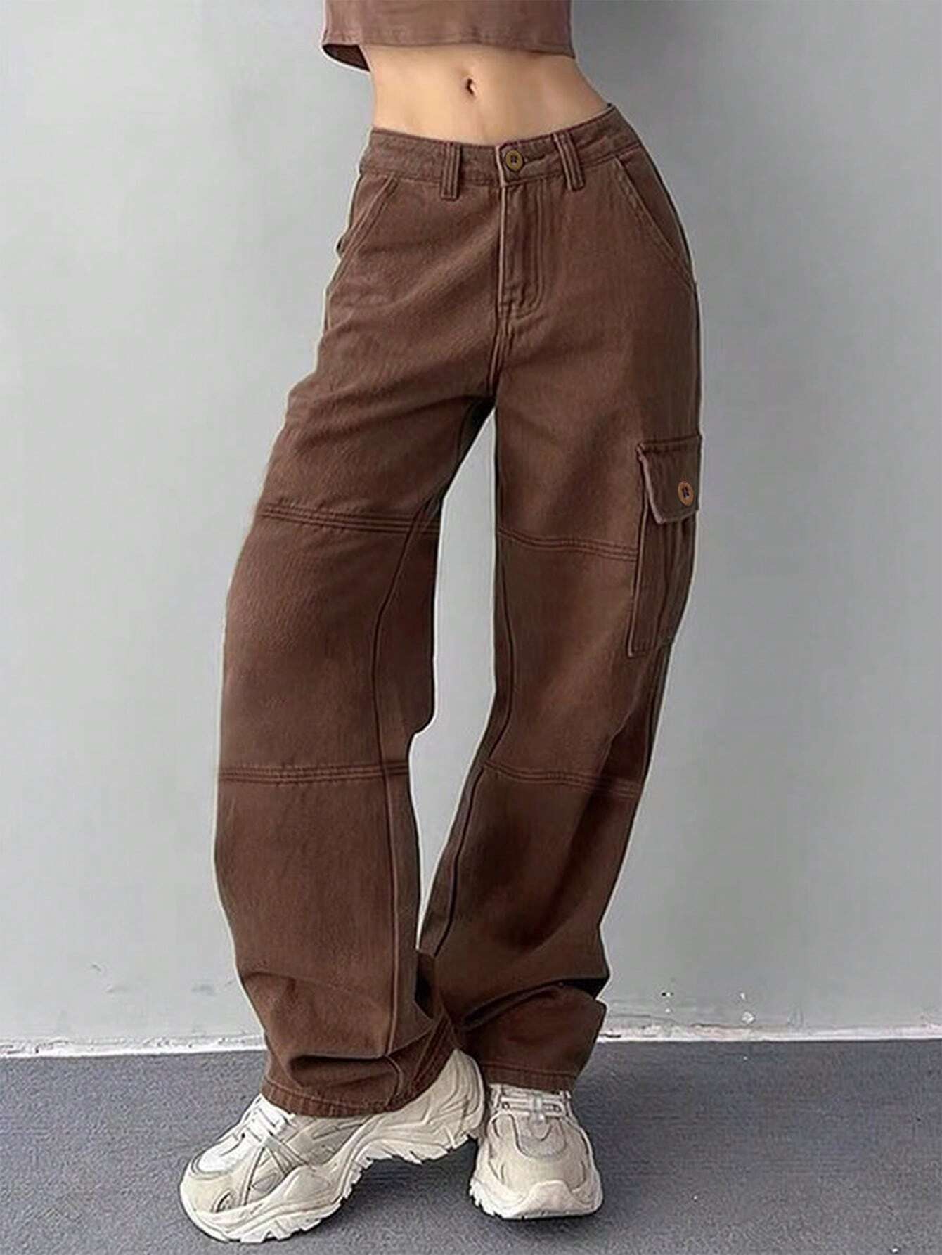Plain Pocket Cargo Jeans-Waves And Trunks