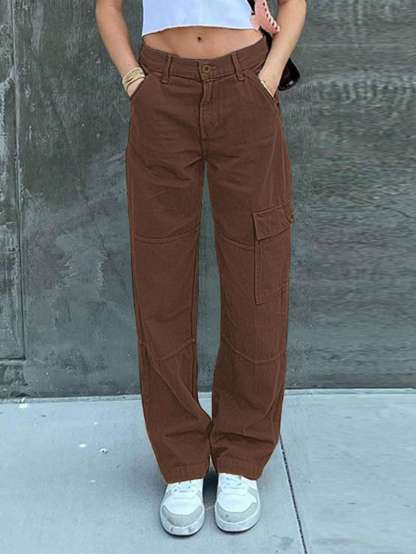 Plain Pocket Cargo Jeans-Waves And Trunks