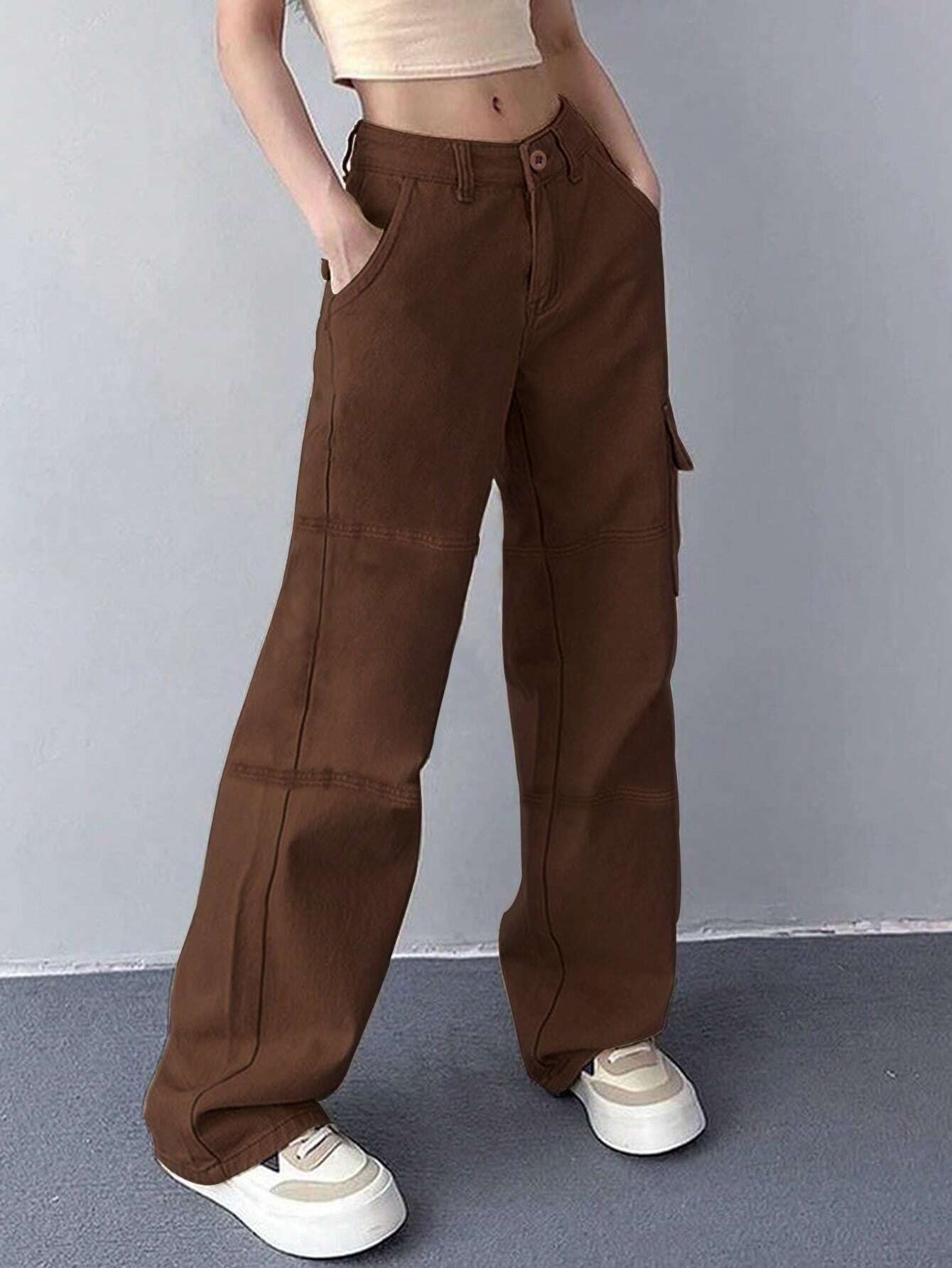 Plain Pocket Cargo Jeans-Waves And Trunks