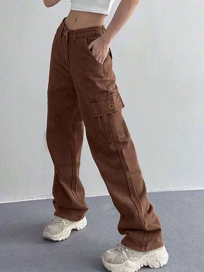 Plain Pocket Cargo Jeans-Waves And Trunks