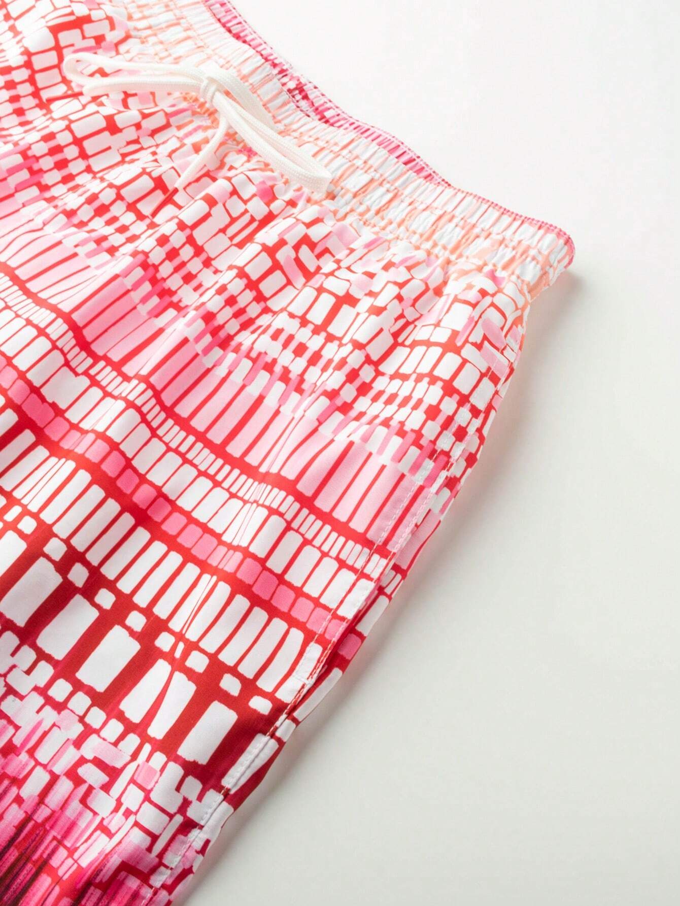 Geometric Print Drawstring Swim Trunks-Waves And Trunks