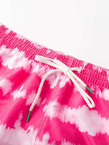 Tie Dye Drawstring Shorts Swim Trunks-Waves And Trunks