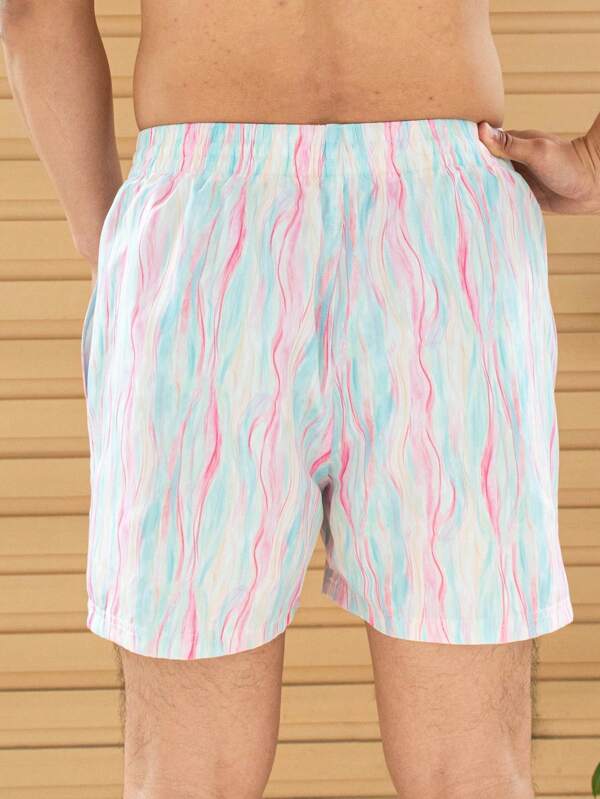 Vibrant Allover Print Swim Trunks-Waves And Trunks