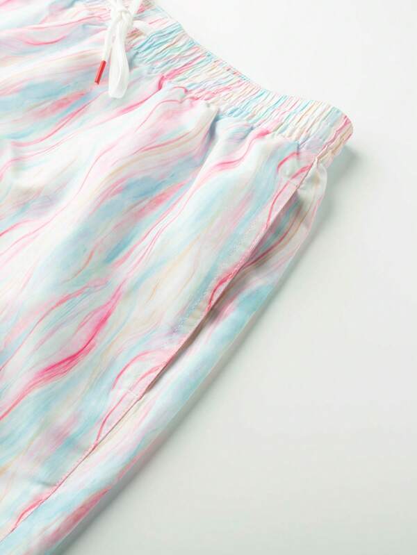 Vibrant Allover Print Swim Trunks-Waves And Trunks