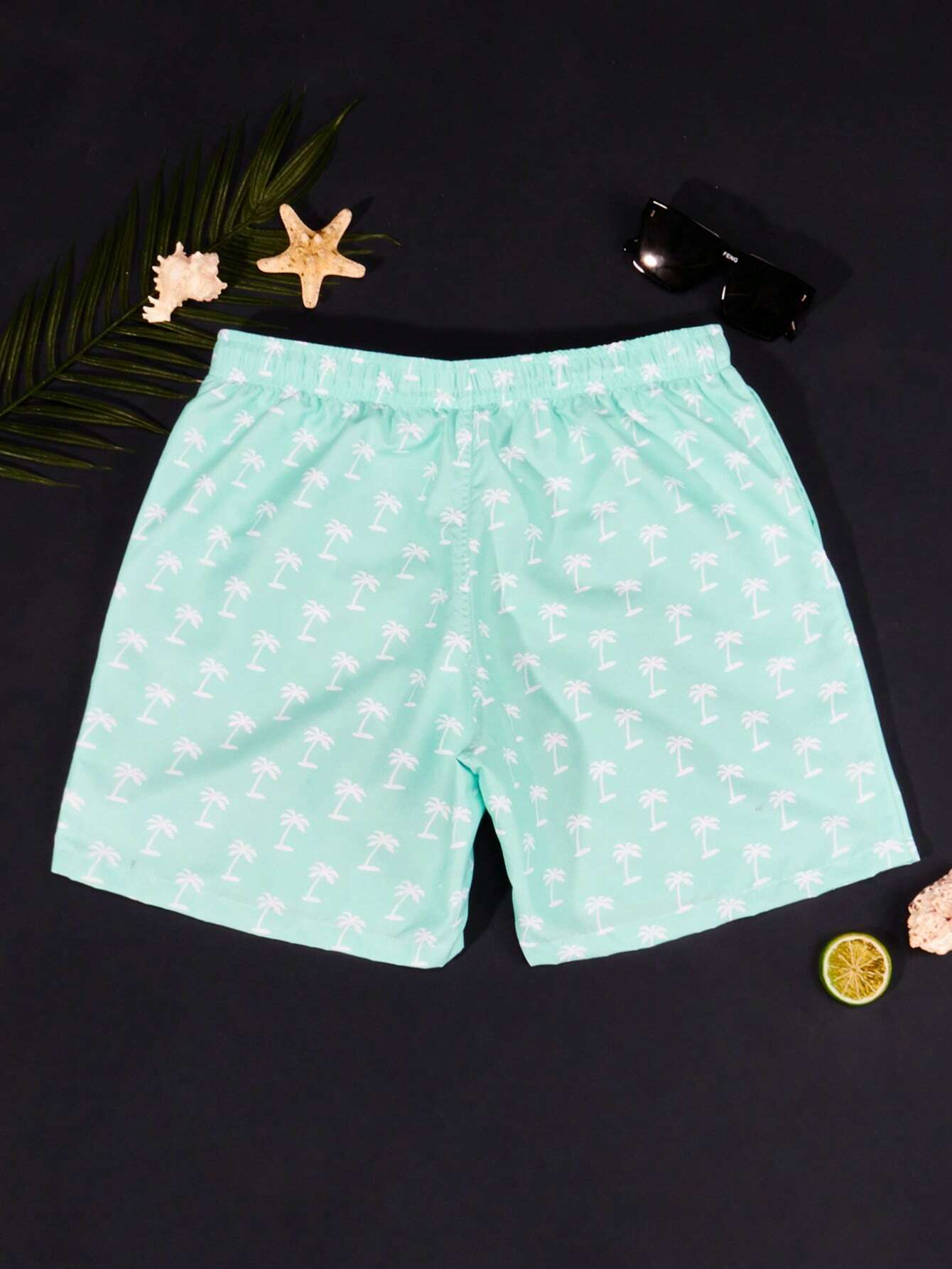 Vibrant Tropical Allover Print Drawstring Waist Swim Trunks-Waves And Trunks