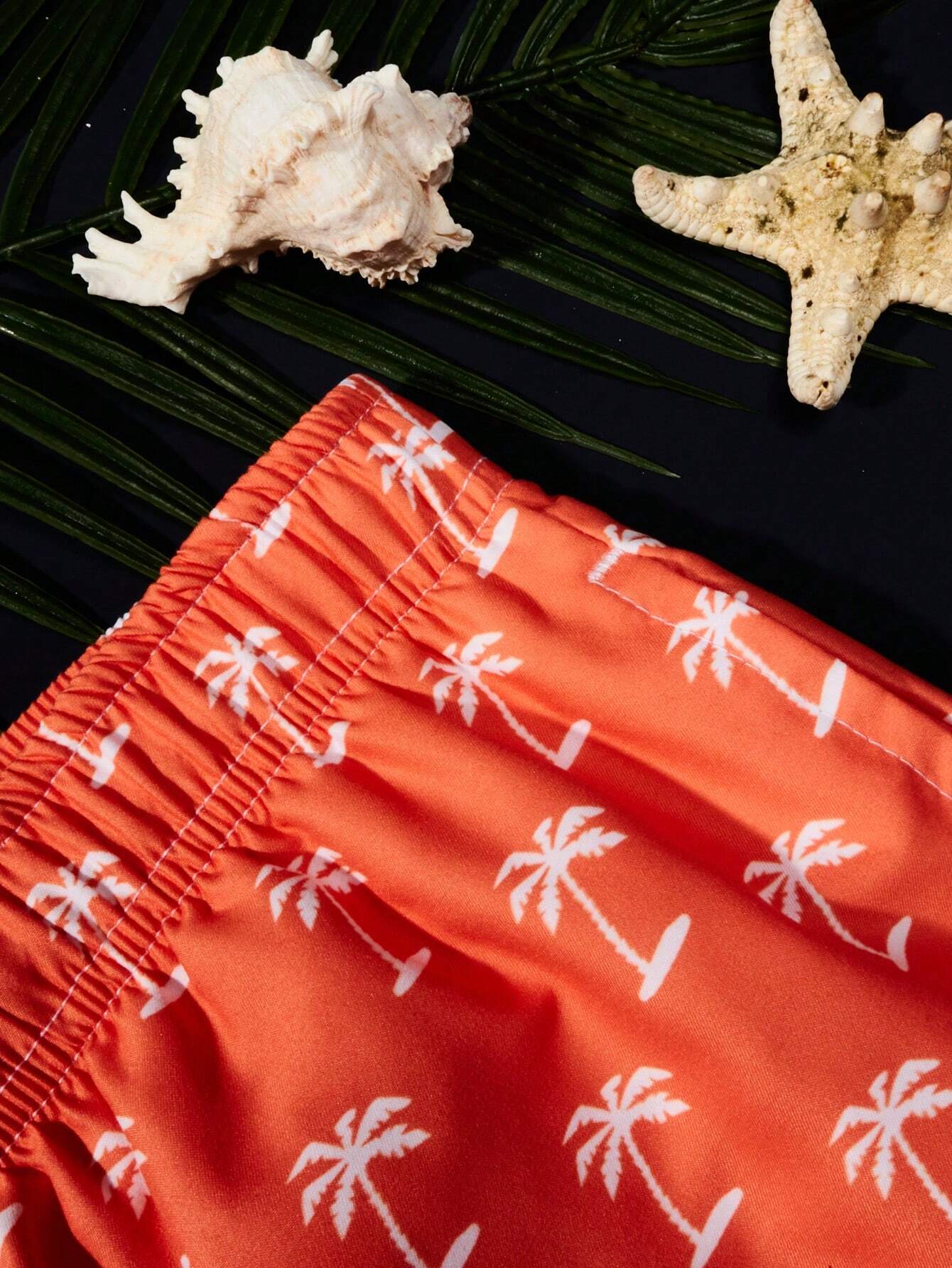 Coconut Tree Print Drawstring Beach Shorts-Waves And Trunks