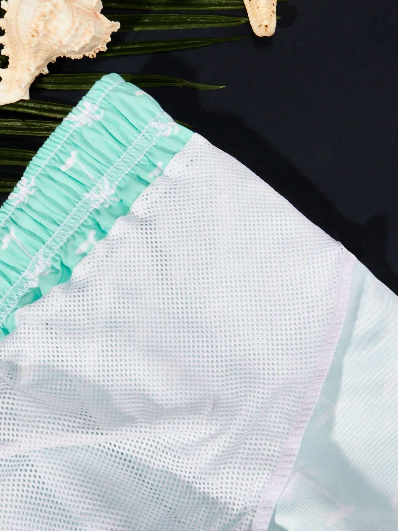 Tropical Print Drawstring Waist Swim Trunks-Waves And Trunks