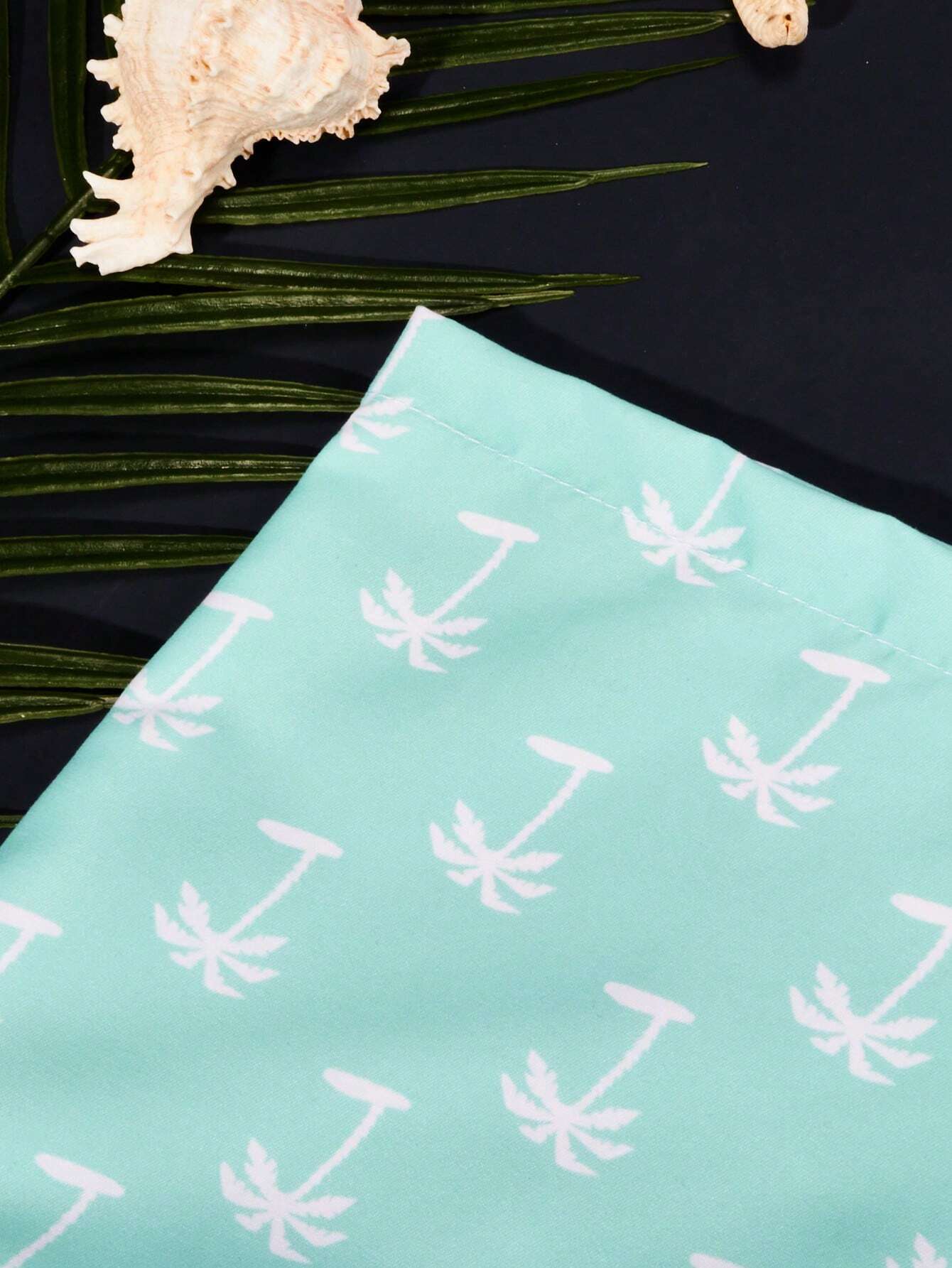 Tropical Print Drawstring Waist Swim Trunks-Waves And Trunks