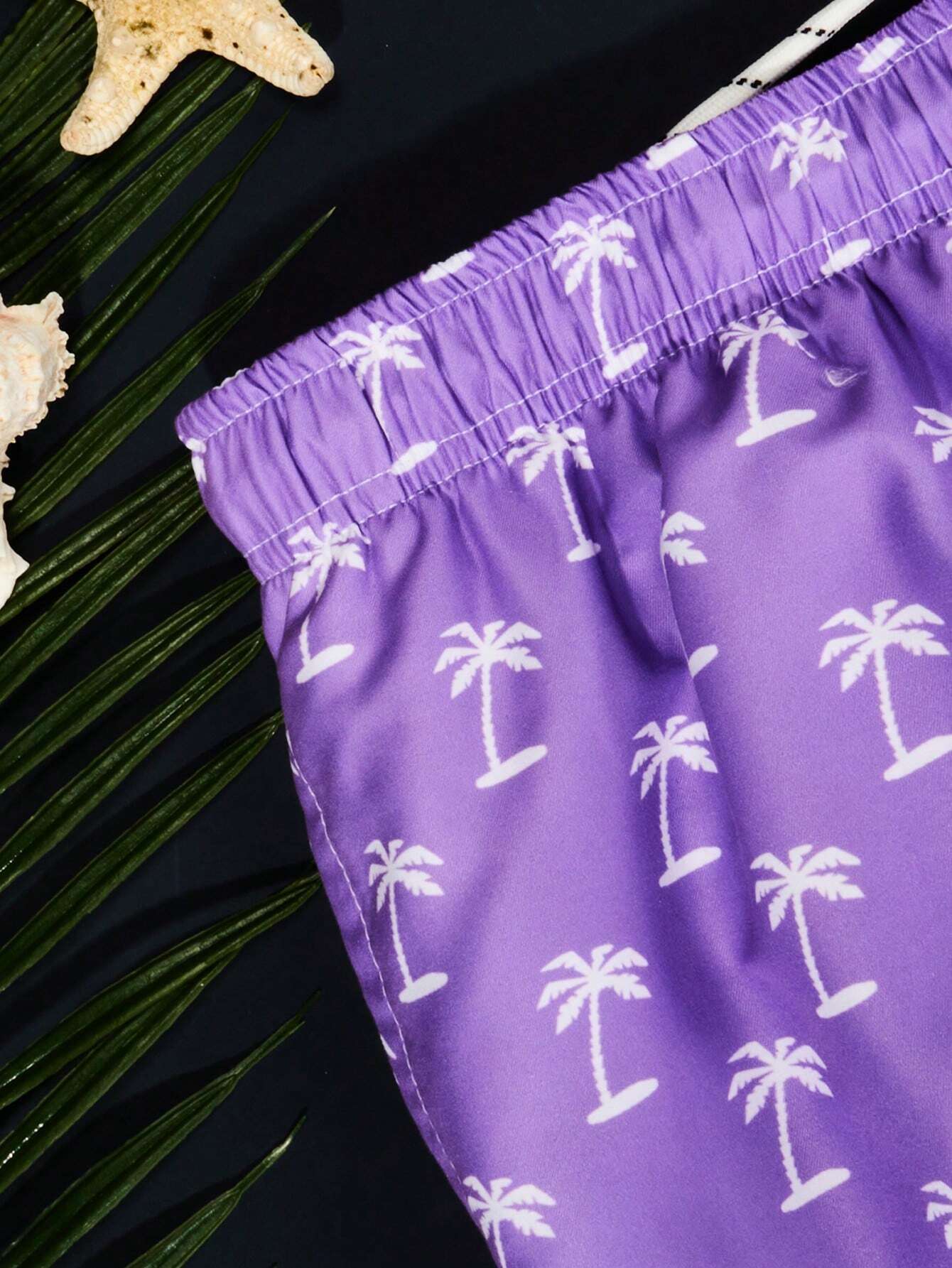 Tropical Print Drawstring Waist Swim Trunks-Waves And Trunks