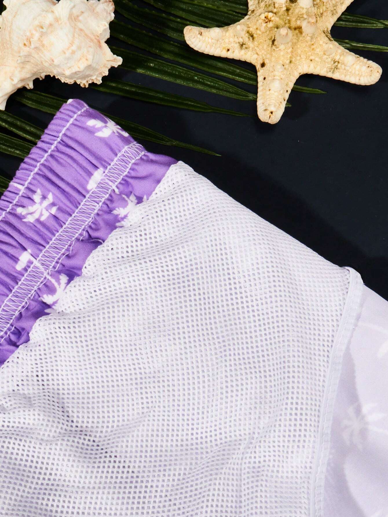 Tropical Print Drawstring Waist Swim Trunks-Waves And Trunks