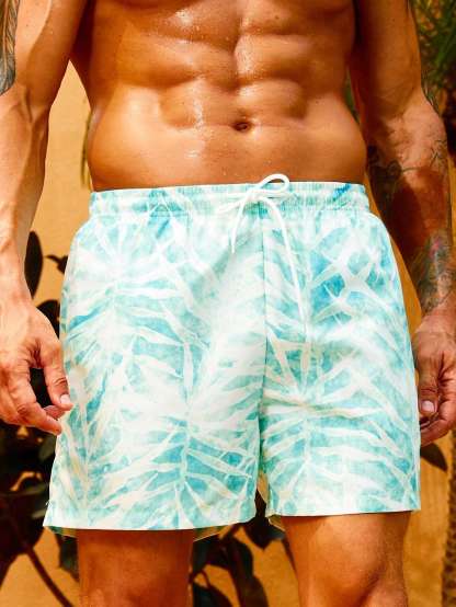 Non Stretch Tropical Printed Swim Trunks-Waves And Trunks