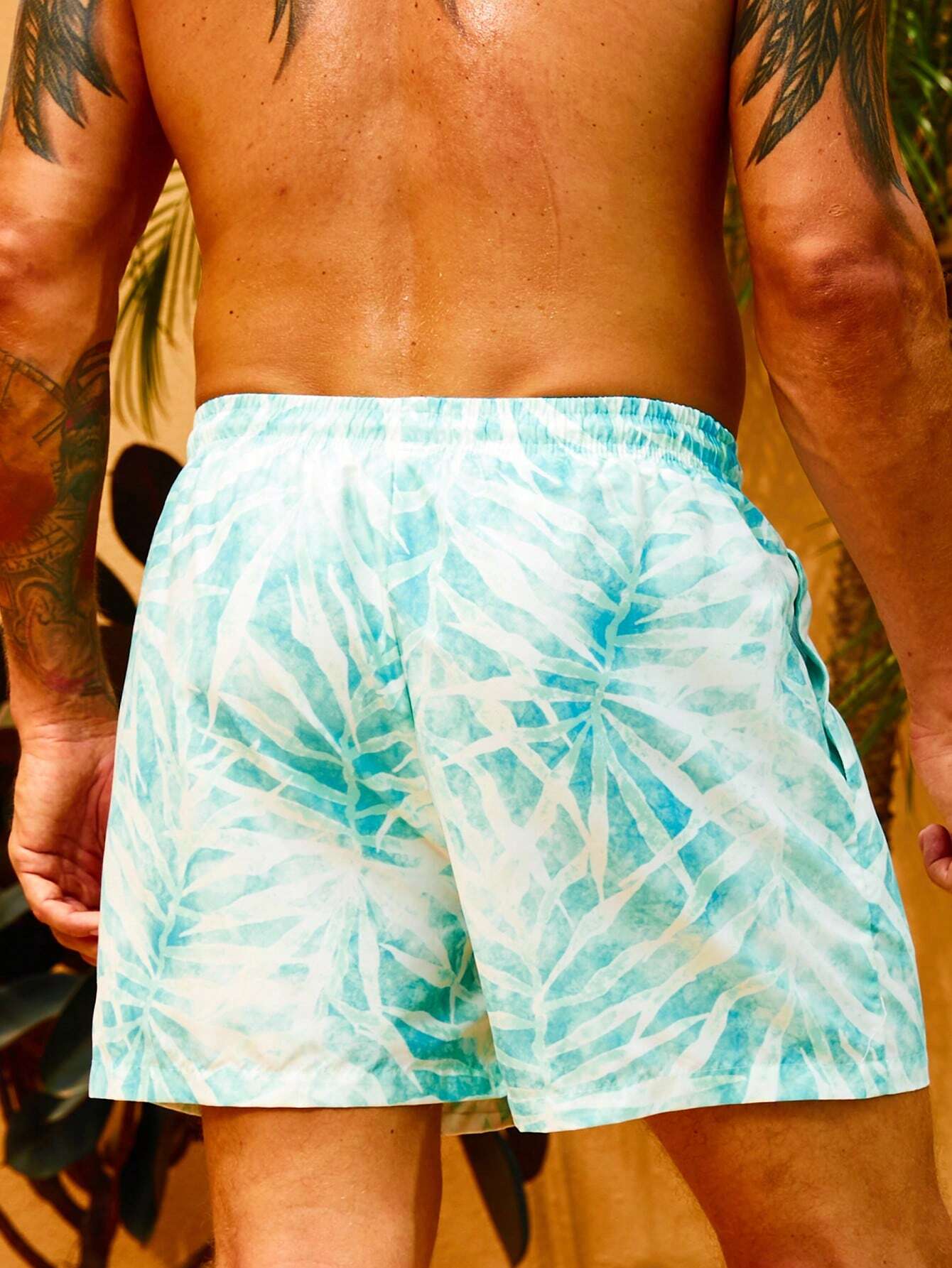 Non Stretch Tropical Printed Swim Trunks-Waves And Trunks