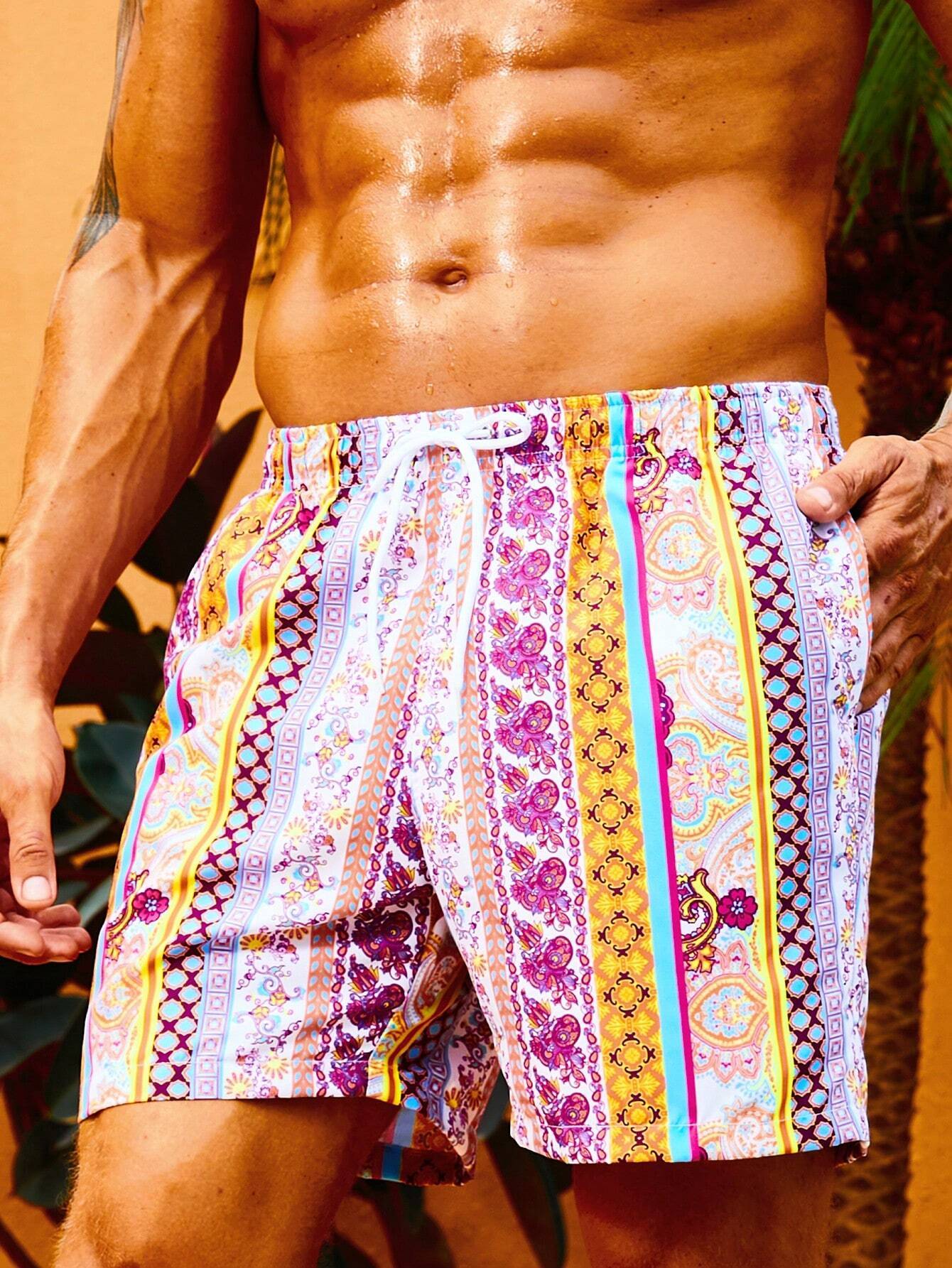 Floral Printed Swim Trunks-Waves And Trunks