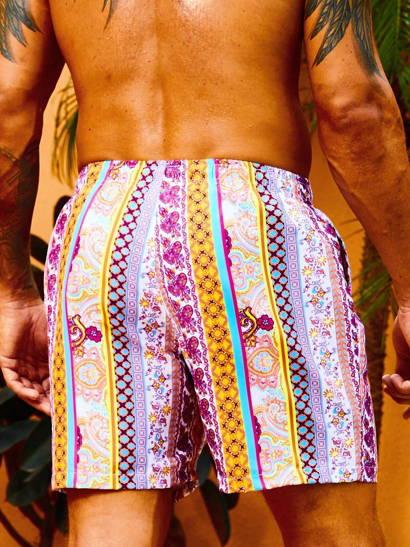 Floral Printed Swim Trunks-Waves And Trunks