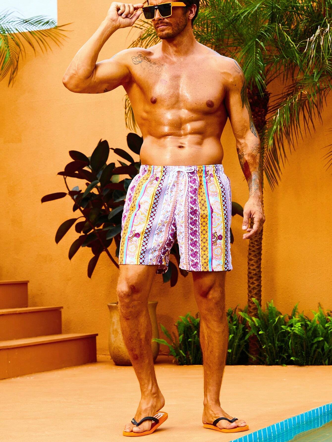 Floral Printed Swim Trunks-Waves And Trunks