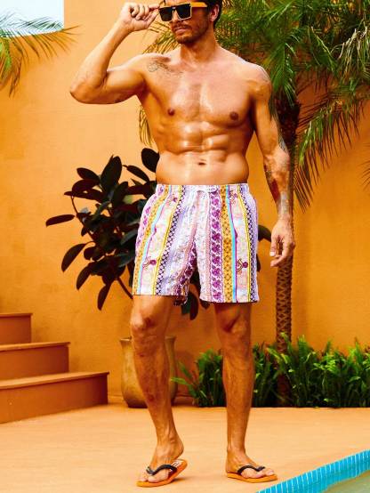 Floral Printed Swim Trunks-Waves And Trunks