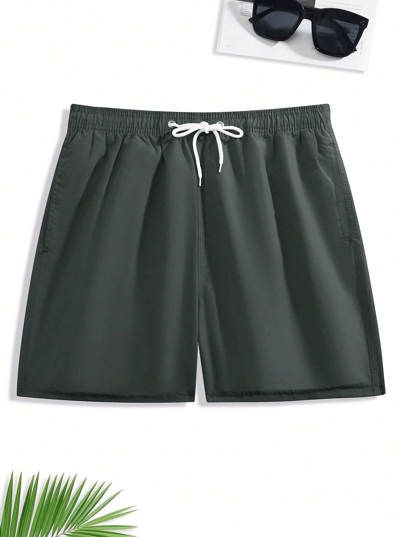 Drawstring Waist Swim Trunks-Waves And Trunks