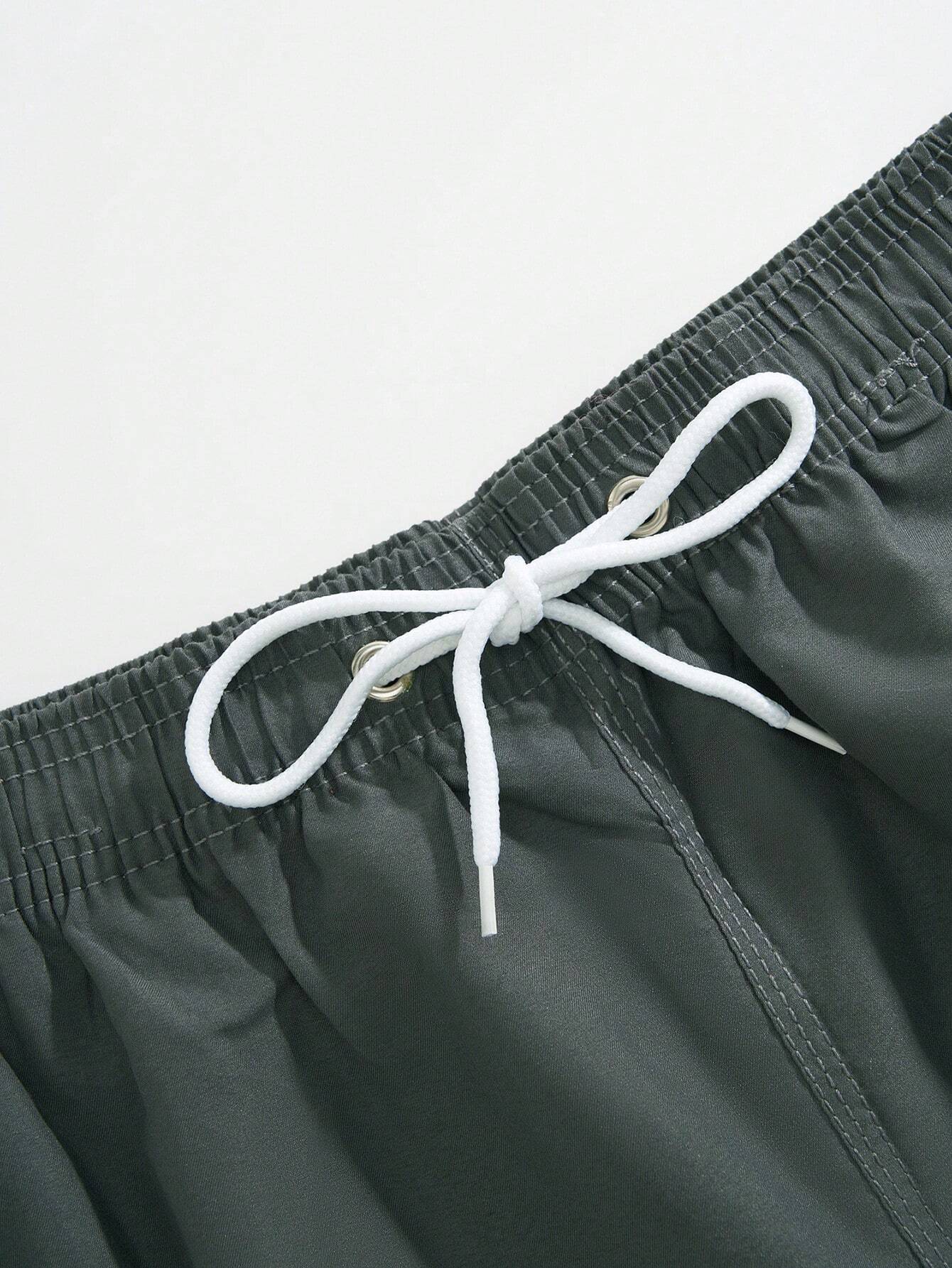 Drawstring Waist Swim Trunks-Waves And Trunks