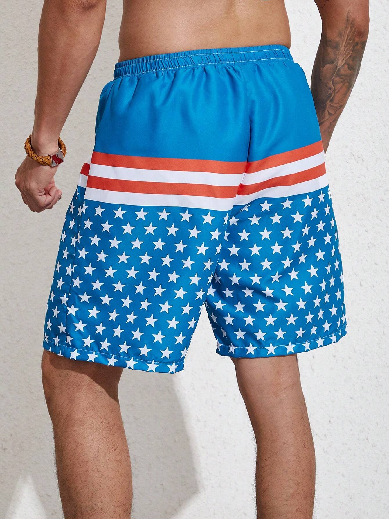 Star Print Beach Swim Shorts-Waves And Trunks