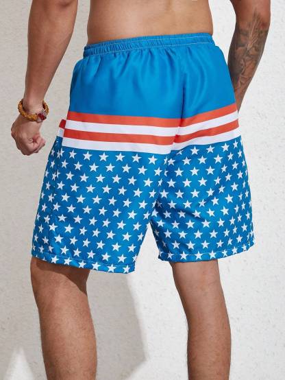 Star Print Beach Swim Shorts-Waves And Trunks